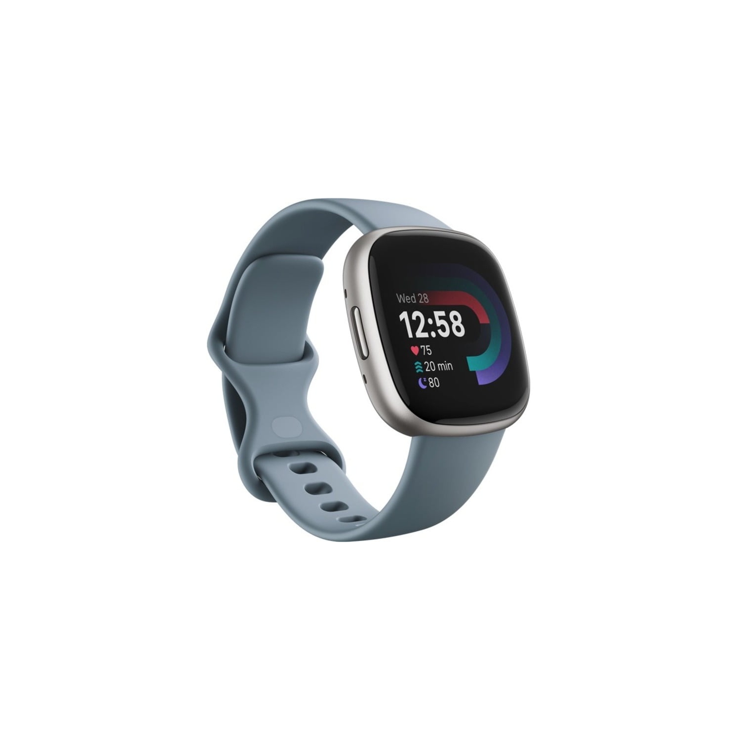 Fitbit Versa 4 Fitness Smartwatch with Daily Readiness, GPS, 24/7 Heart Rate, 40+ Exercise Modes, Sleep Tracking, Waterfall Blue/Platinum, One Size