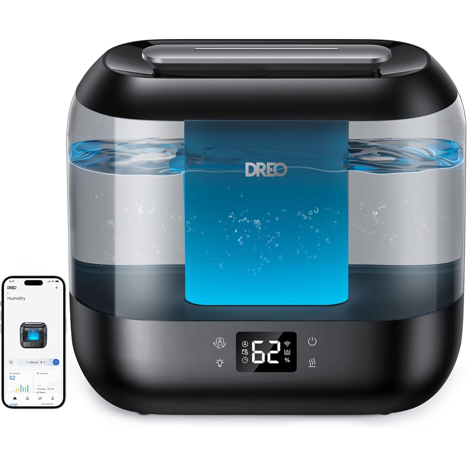 Dreo Smart Humidifiers for Bedroom, 4L Quiet Supersized Cool Mist Ultrasonic Humidifier with Diffuser and Nightlight