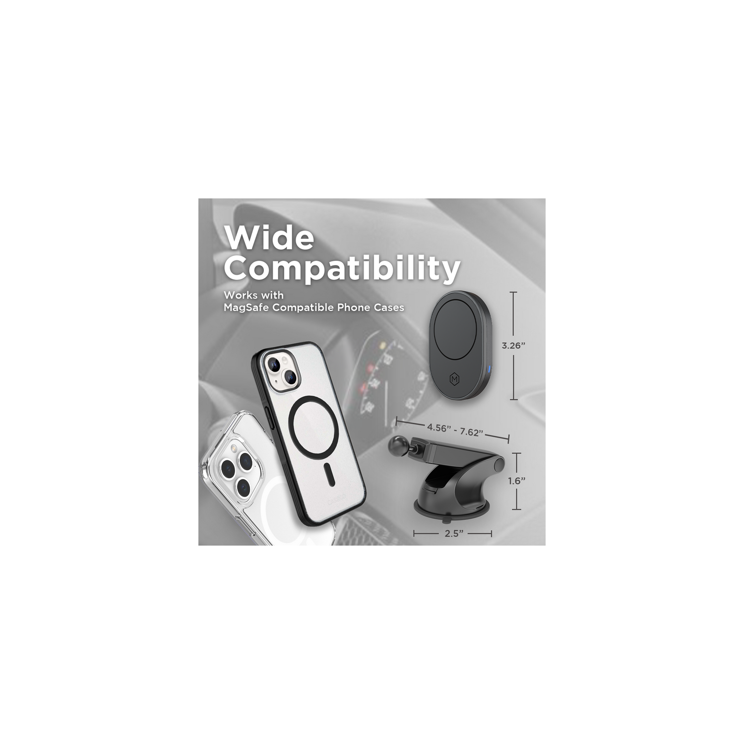 Chargeur sans fil pour l'auto avec support à ventouse MagSafe