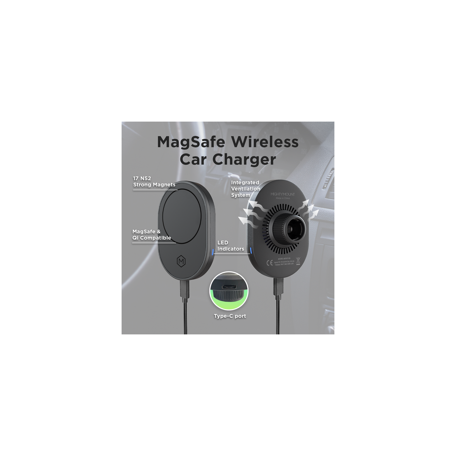 Support de chargeur sans fil pour l'auto MagSafe avec plaque de fixation pour base de perceuse