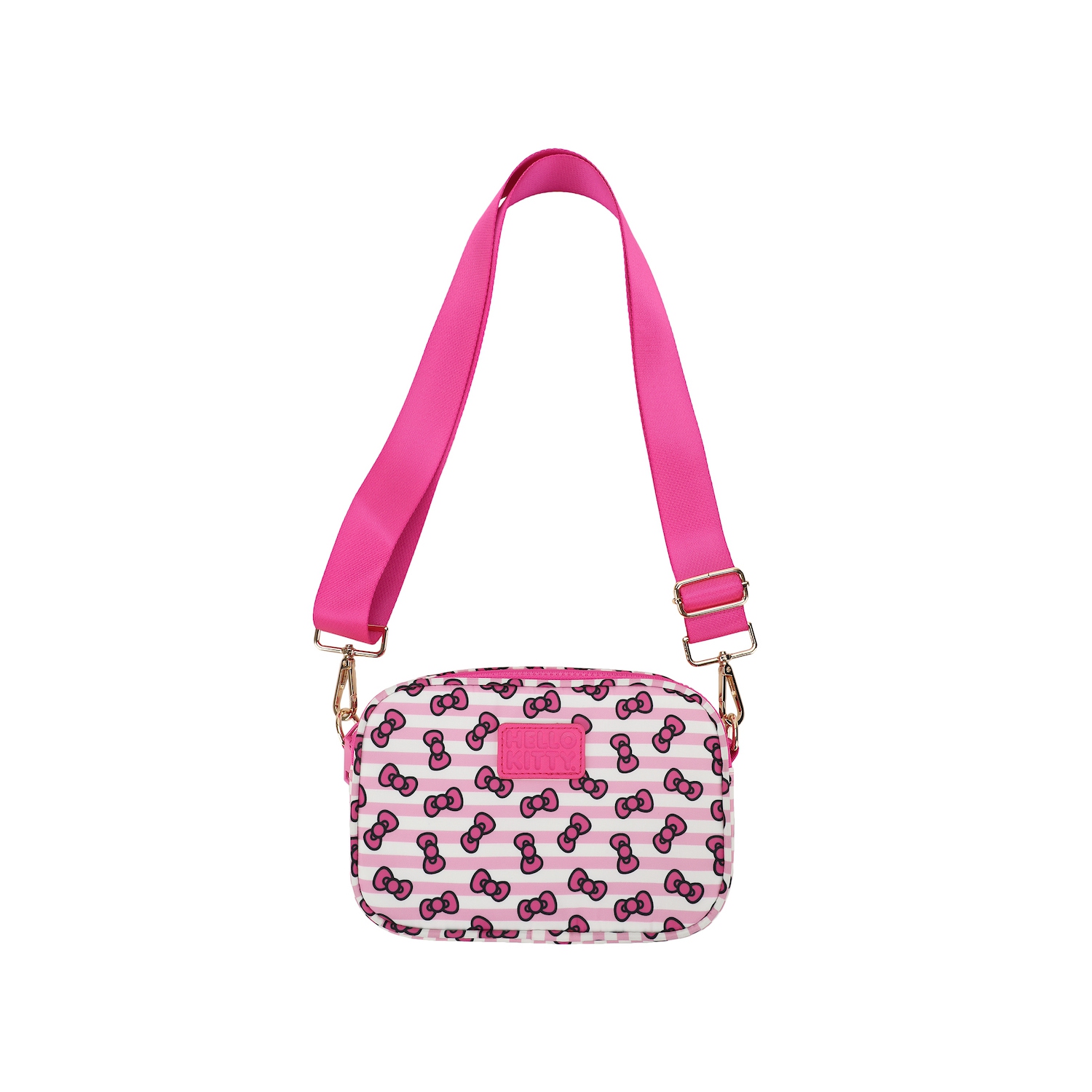 Ensemble de fourre-tout de voyage avec motif de boucle Hello Kitty avec sac à bandoulière et étiquette de bagage