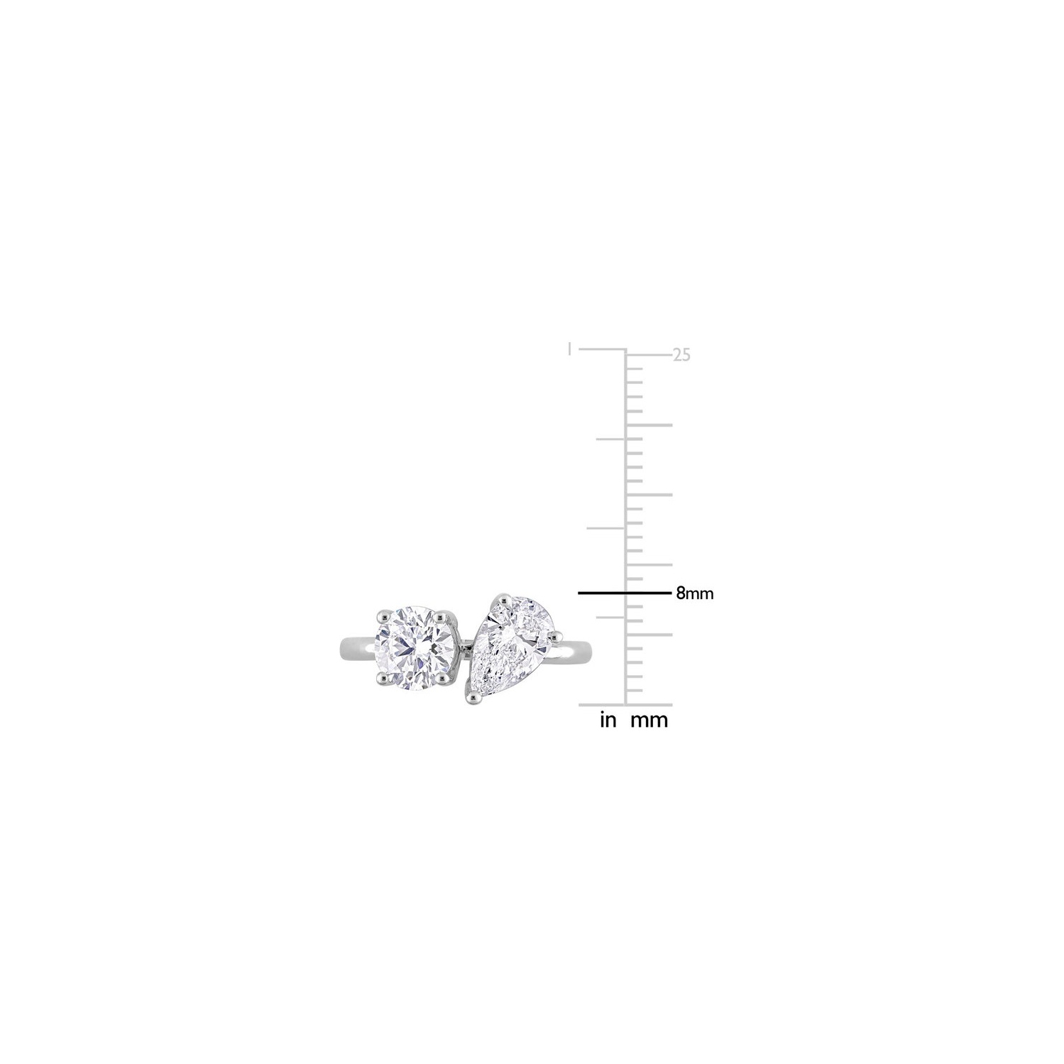 2.00 Carat Lab-Grown Diamond Two Stone Engagement Ring in 14k White Gold