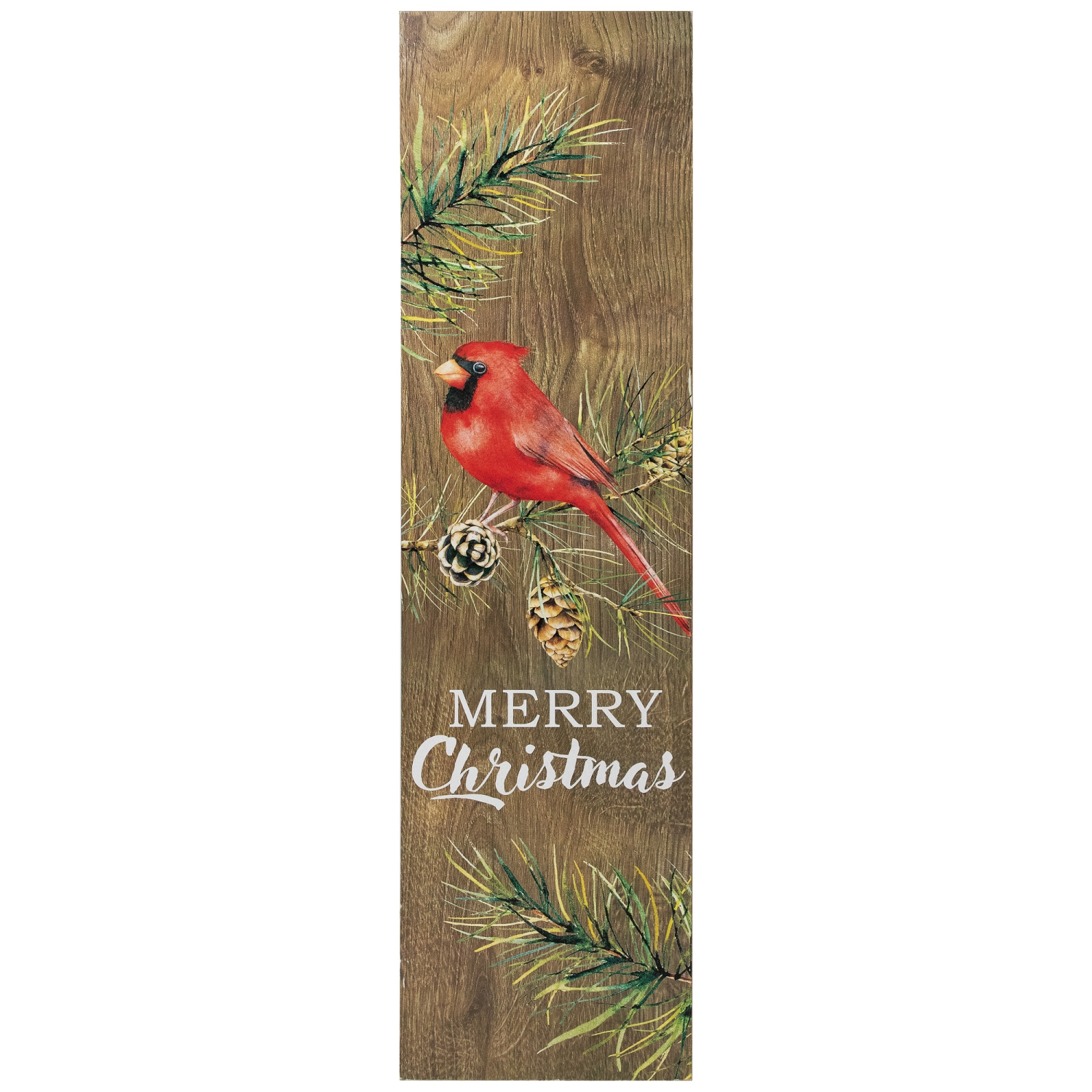 Cardinal Merry Christmas Wooden Porch Sign - 38"
