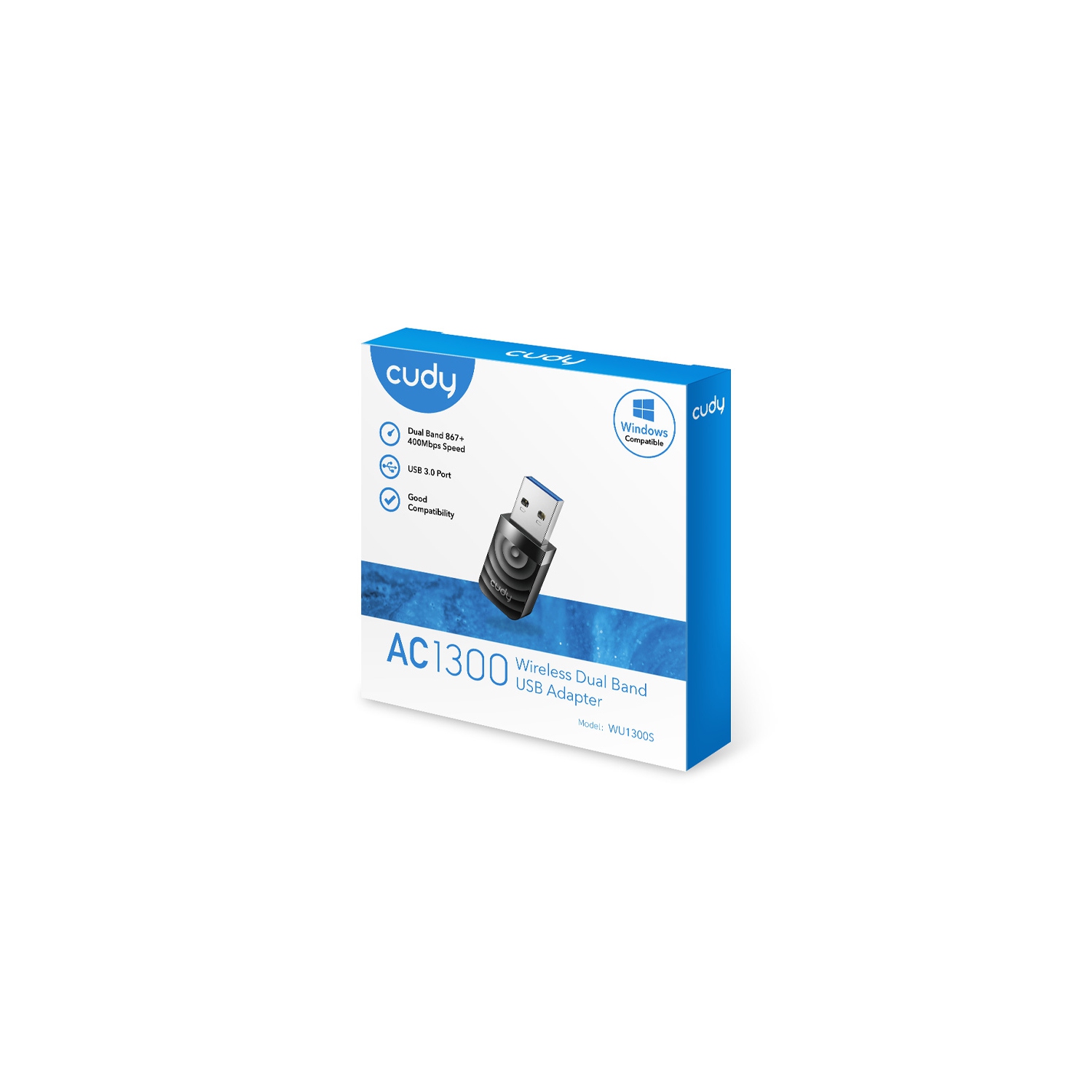 Cudy WU1300S AC1300 Wi-Fi USB 3.0 Adapter | 5Ghz/2.4Ghz, for Desktop/Laptop, Compatible with Windows 7/8/8.1/10/11, mac OS 10.6～10.15.3, Linux