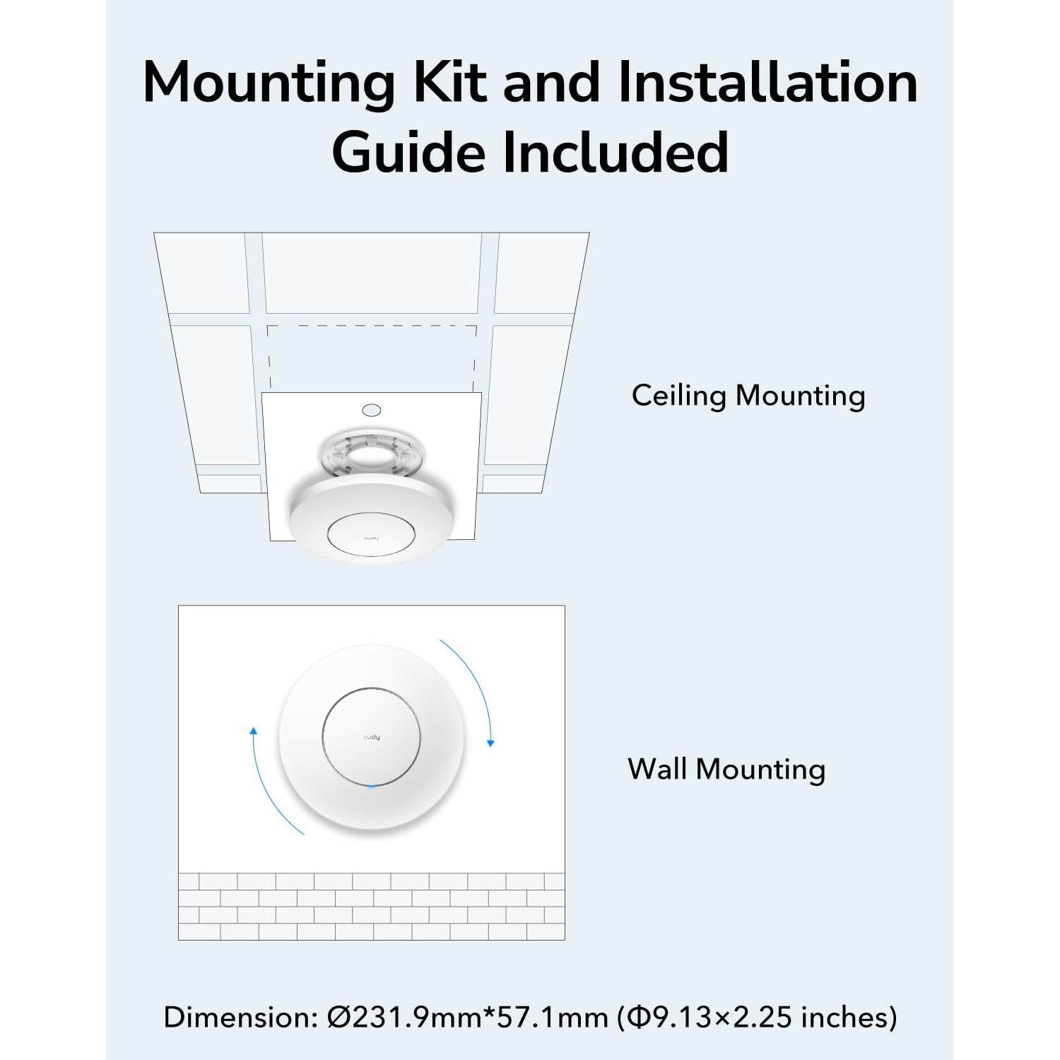 Point d'accès Wi-Fi 6 2,5G Cudy AP3000 AX3000 | RJ45, solution Wi-Fi d'entreprise, prise en charge du réseau maillé, itinérance transparente et