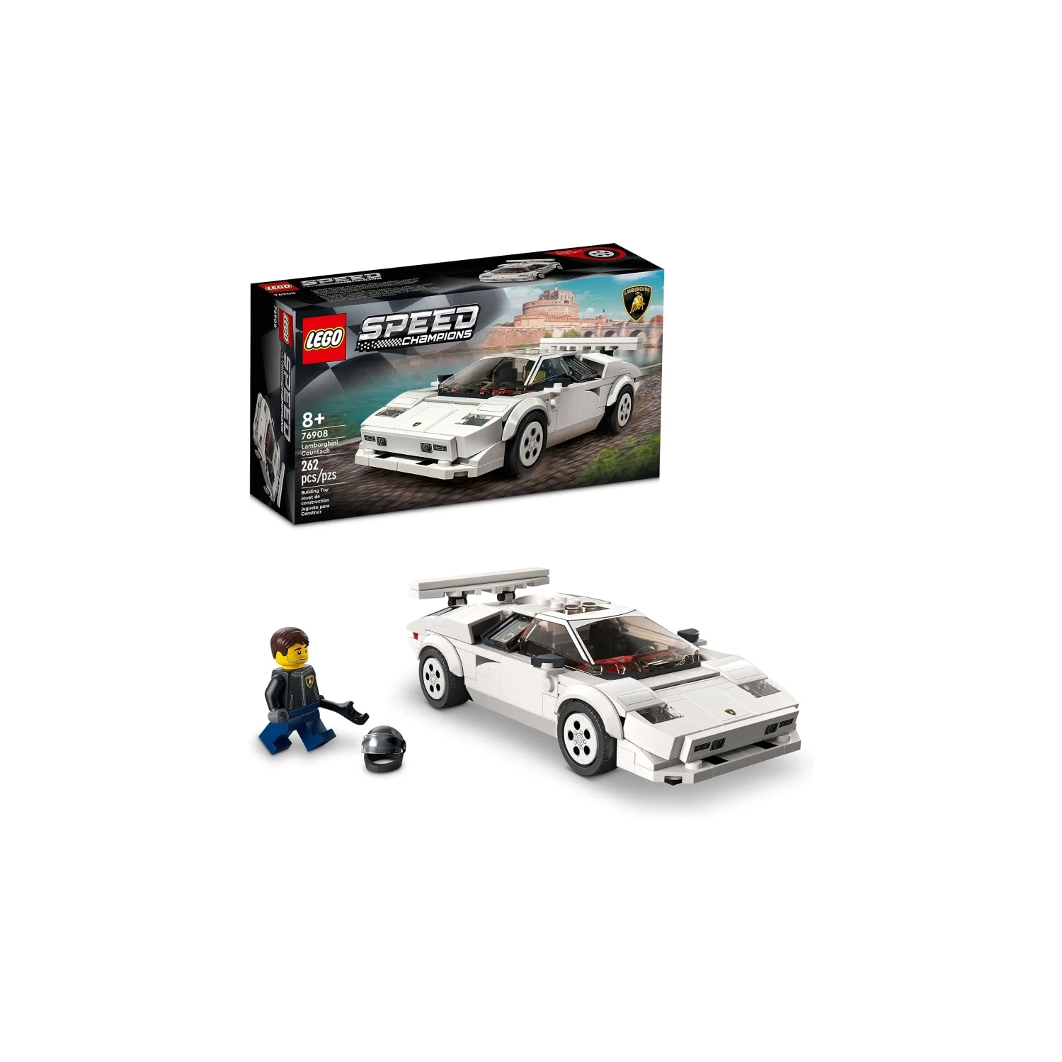 LEGO Speed Champions, Lamborghini Countach 76908, modèle de voiture de course, ensemble de construction de collection avec figurine de pilote de