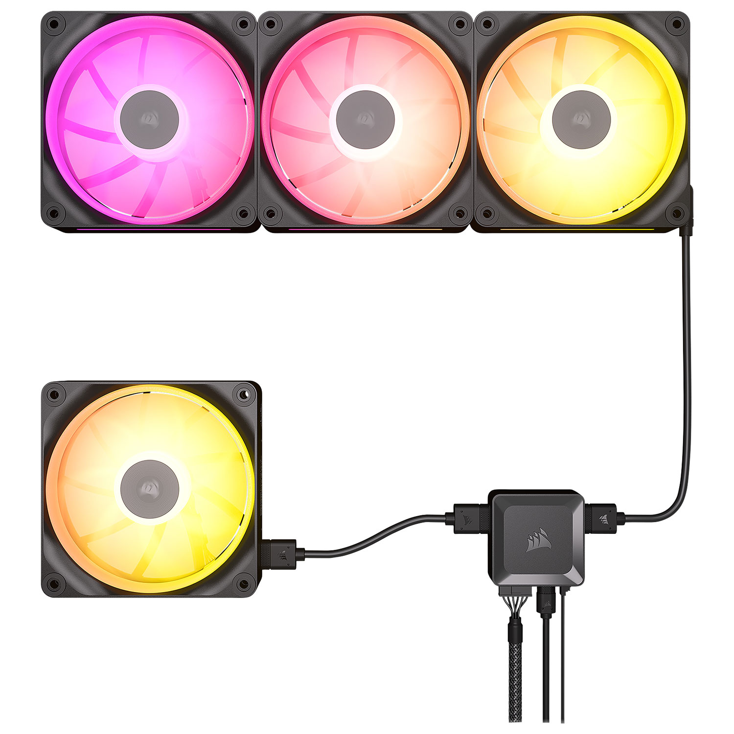 Trousse de démarrage à trois ventilateurs PWN de 120 mm iCUE Link LX120 RGB de Corsair - Noir