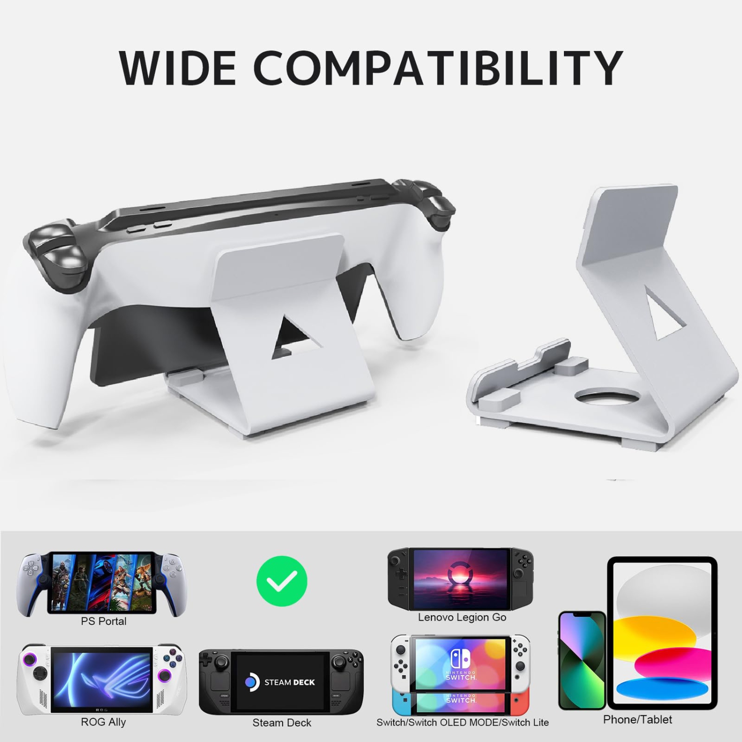 Desk Stand Compatible PS Portal/ROG Ally/Steam Deck/Switch Lite Accessories,Metal Mobile Phone Stand,Game Mount Stand Desktop Holder for