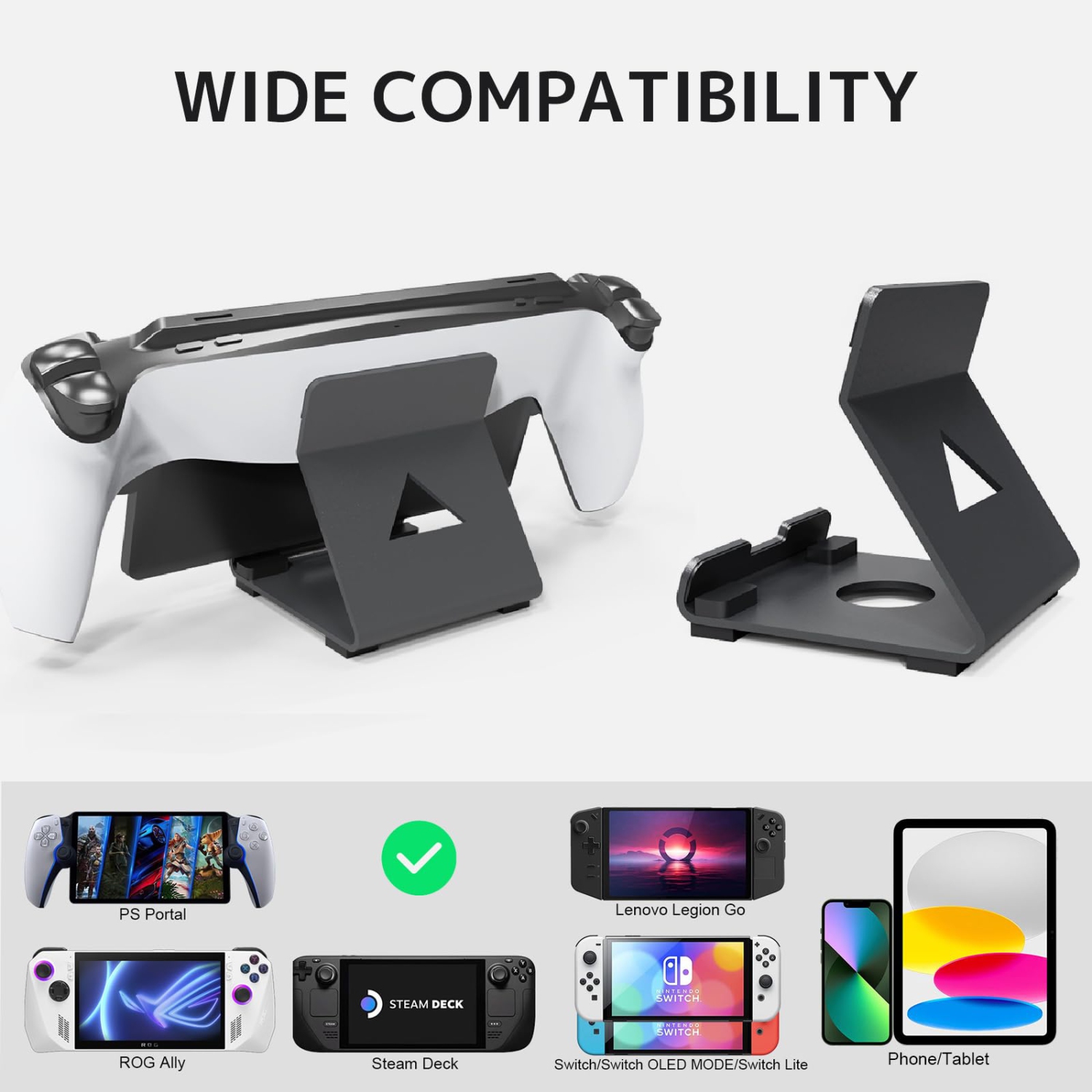 Desktop Stand Compatible PlayStation Portal/ROG Ally/Steam Deck/Switch/Legion Go,Aluminum Phone Stand for Gaming Accessories,Portable Holder Stand