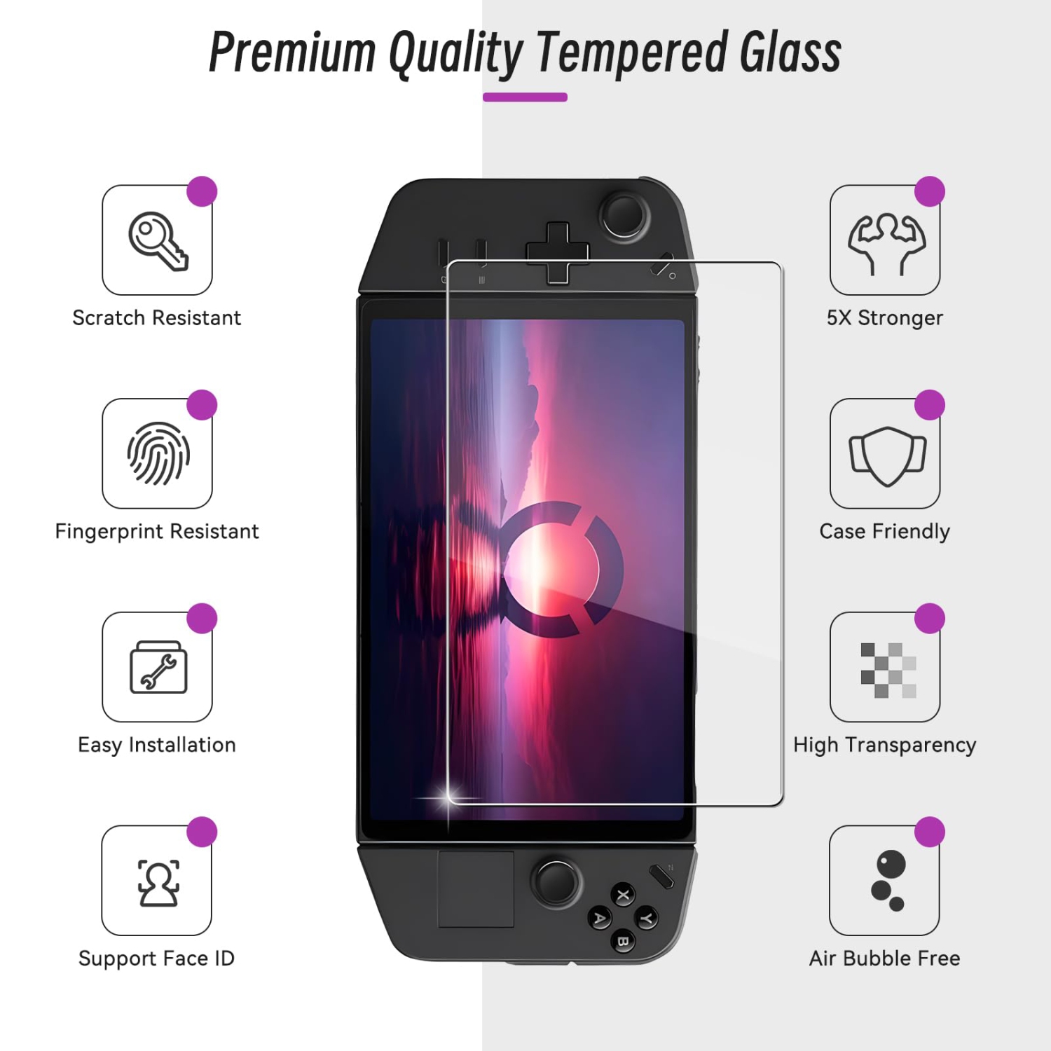 2Pack for Legion Go Screen Protector Anti-Fingerprint Anti-Scratch Bubble Free 9H Tempered Glass Screen Protector for Lenovo Legion Go Gaming