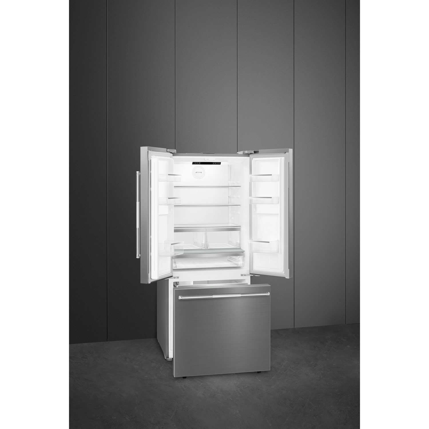 Smeg 30" 16.1 Cu. Ft. French Door Refrigerator with Ice Maker - Stainless Steel