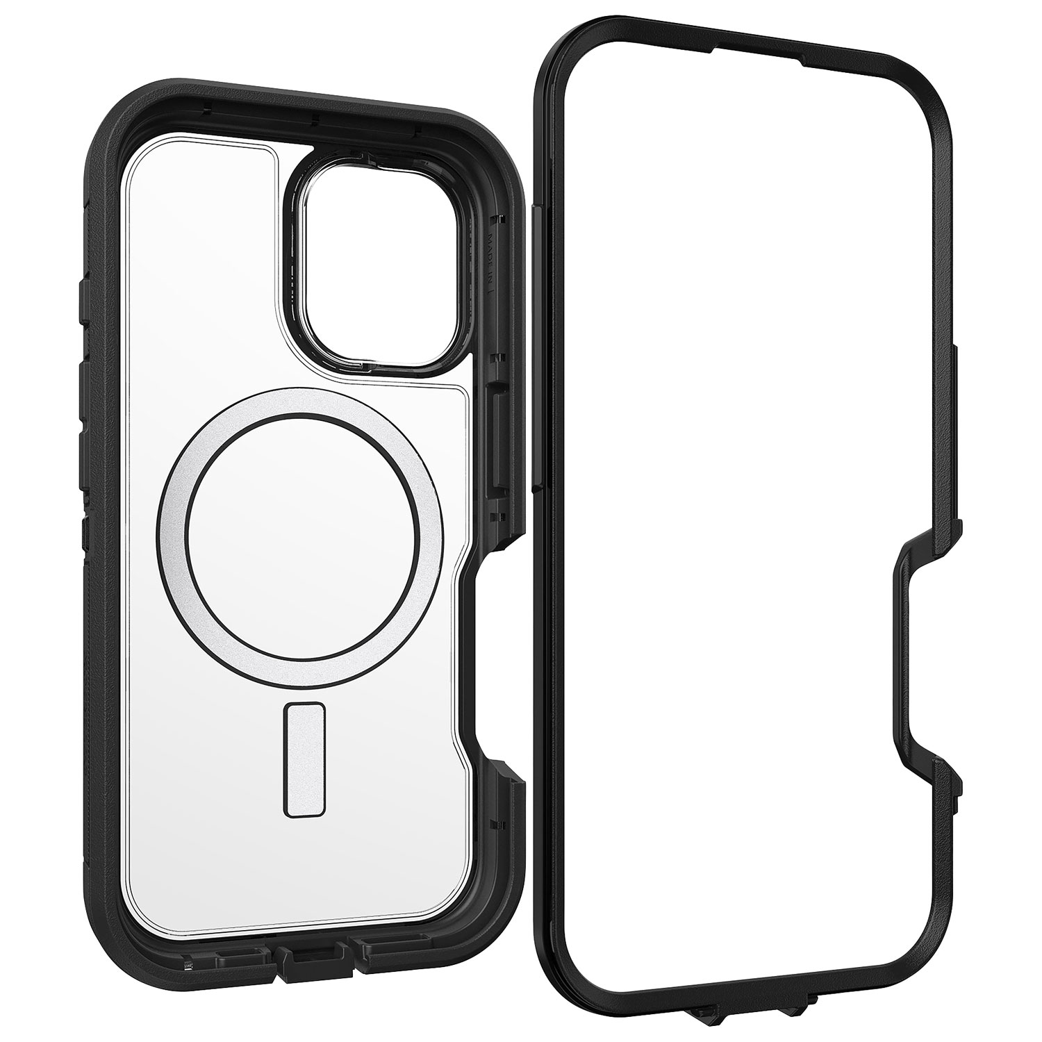 Étui rigide ajusté Defender XT d'OtterBox avec MagSafe pour iPhone 16 - Transparent et noir Dark Side