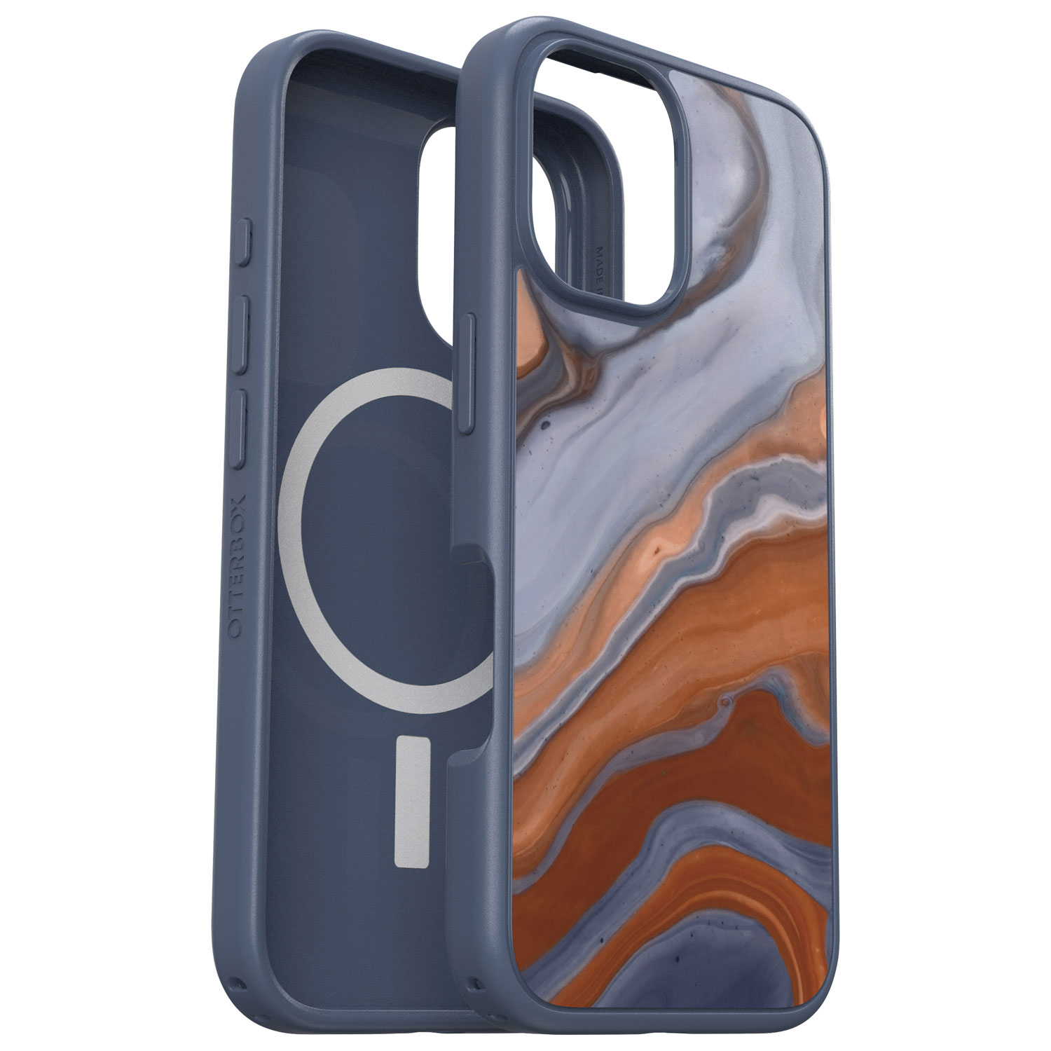 Étui rigide ajusté Symmetry d'OtterBox avec MagSafe pour iPhone 16 - Marbré High Desert Marble