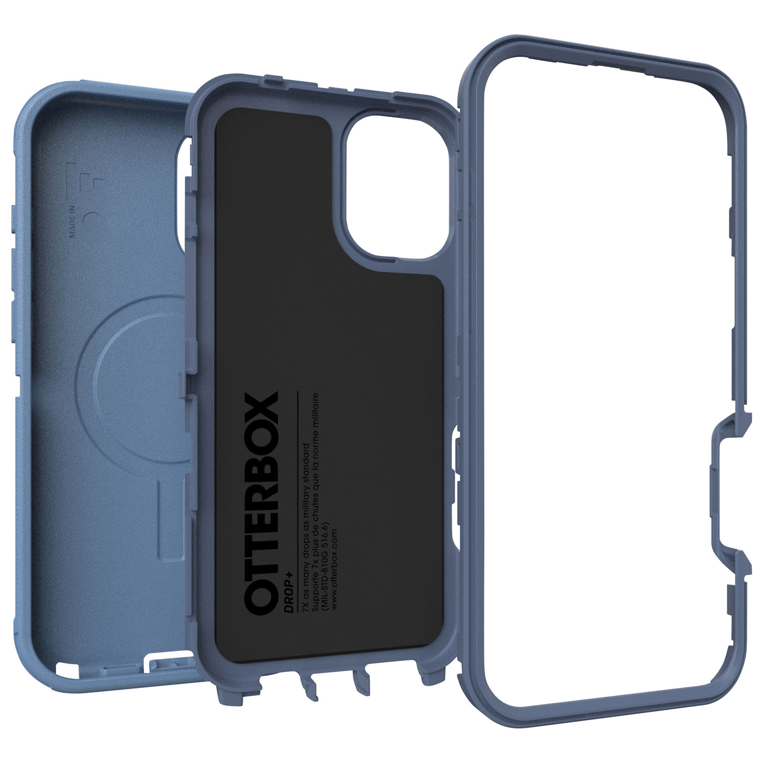 Étui rigide ajusté série Defender Pro d'OtterBox avec MagSafe pour iPhone 16 Plus - Bleu Baby Blue Jeans