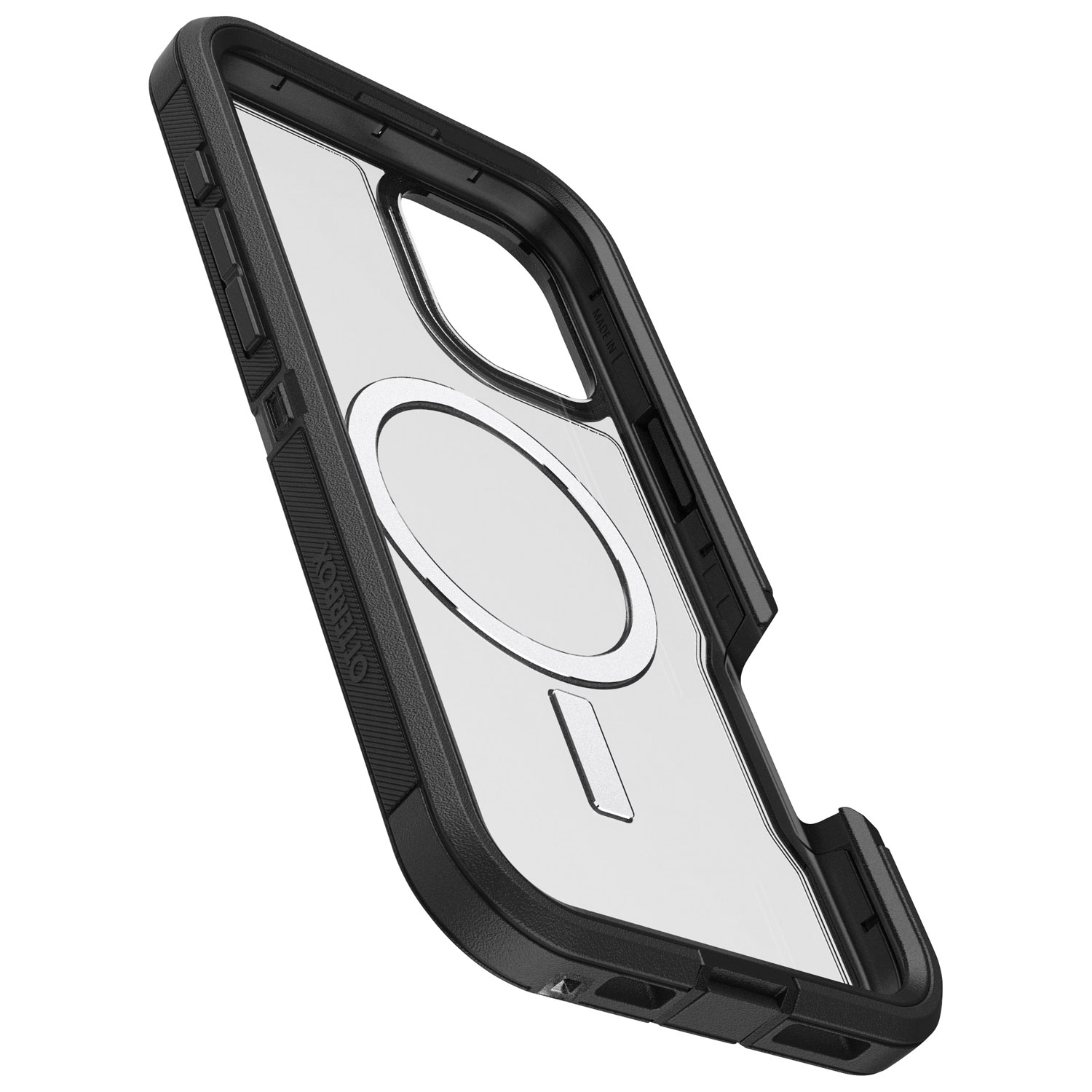 Étui rigide ajusté Defender XT d'OtterBox avec MagSafe pour iPhone 16 Plus - Transparent et noir Dark Side