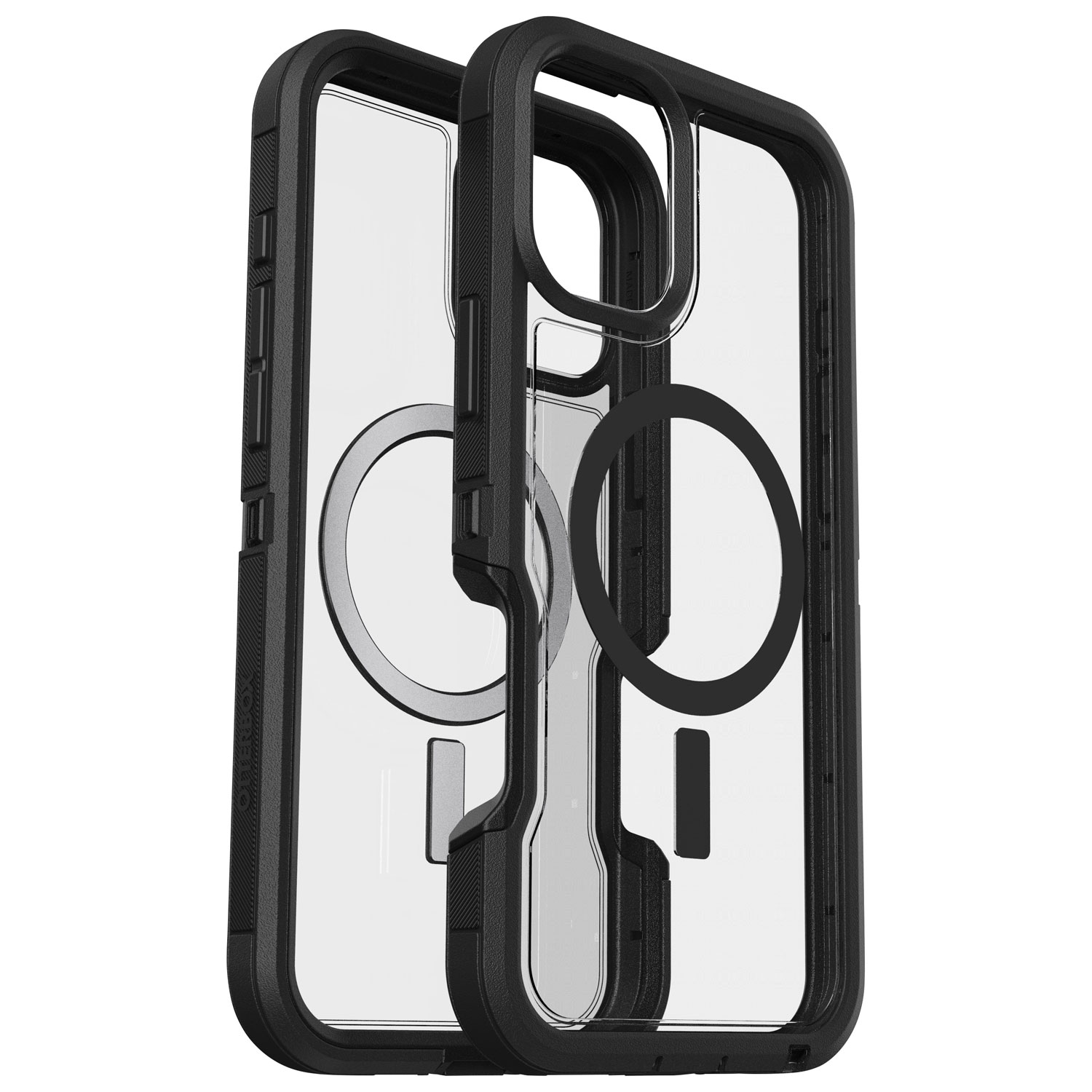 Étui rigide ajusté Defender XT d'OtterBox avec MagSafe pour iPhone 16 Plus - Transparent et noir Dark Side