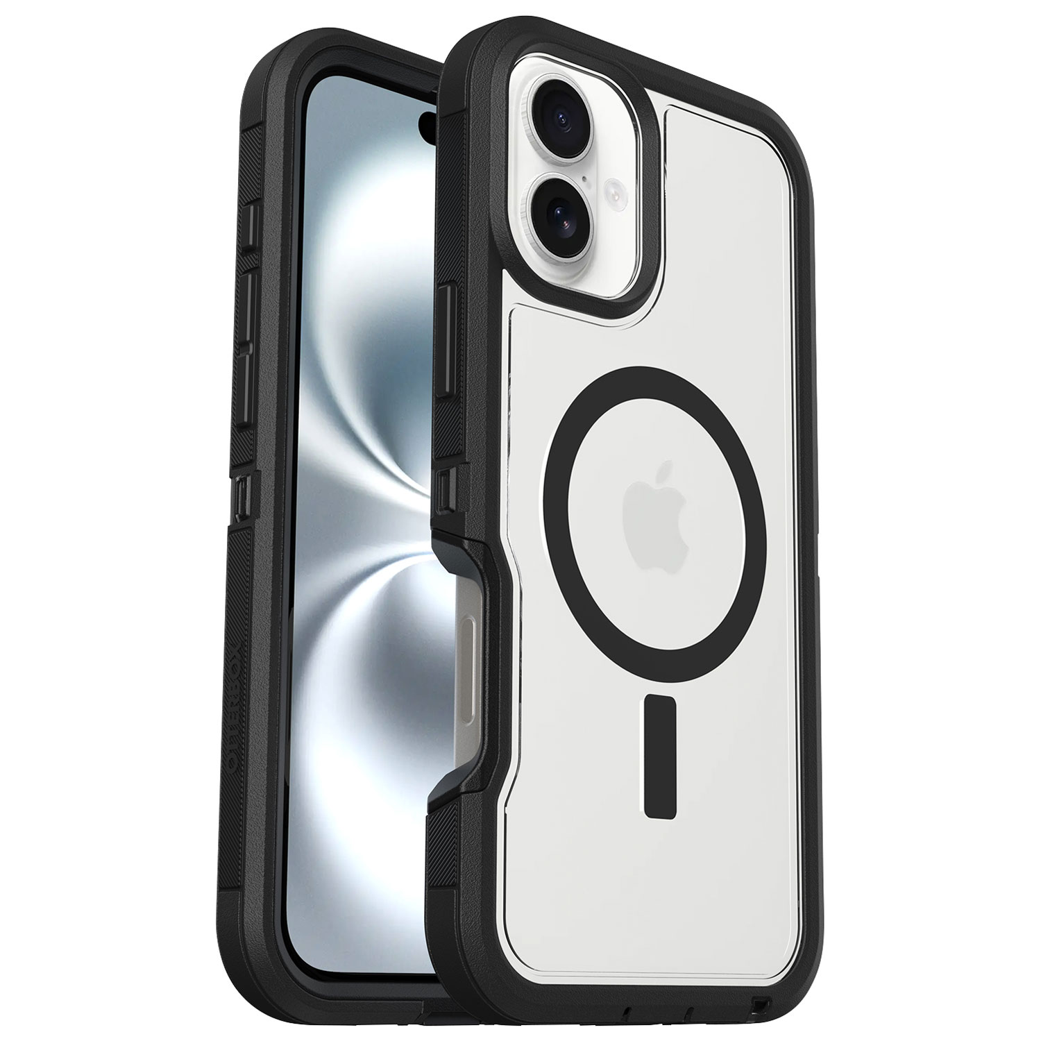 Étui rigide ajusté Defender XT d'OtterBox avec MagSafe pour iPhone 16 Plus - Transparent et noir Dark Side