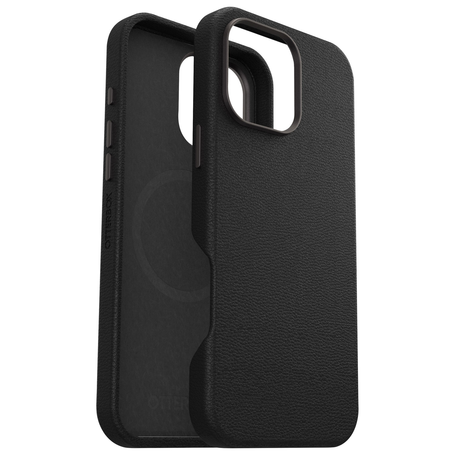 Étui rigide ajusté en cuir de cactus Symmetry d'OtterBox avec MagSafe pour iPhone 16 Pro Max - Noir cendré