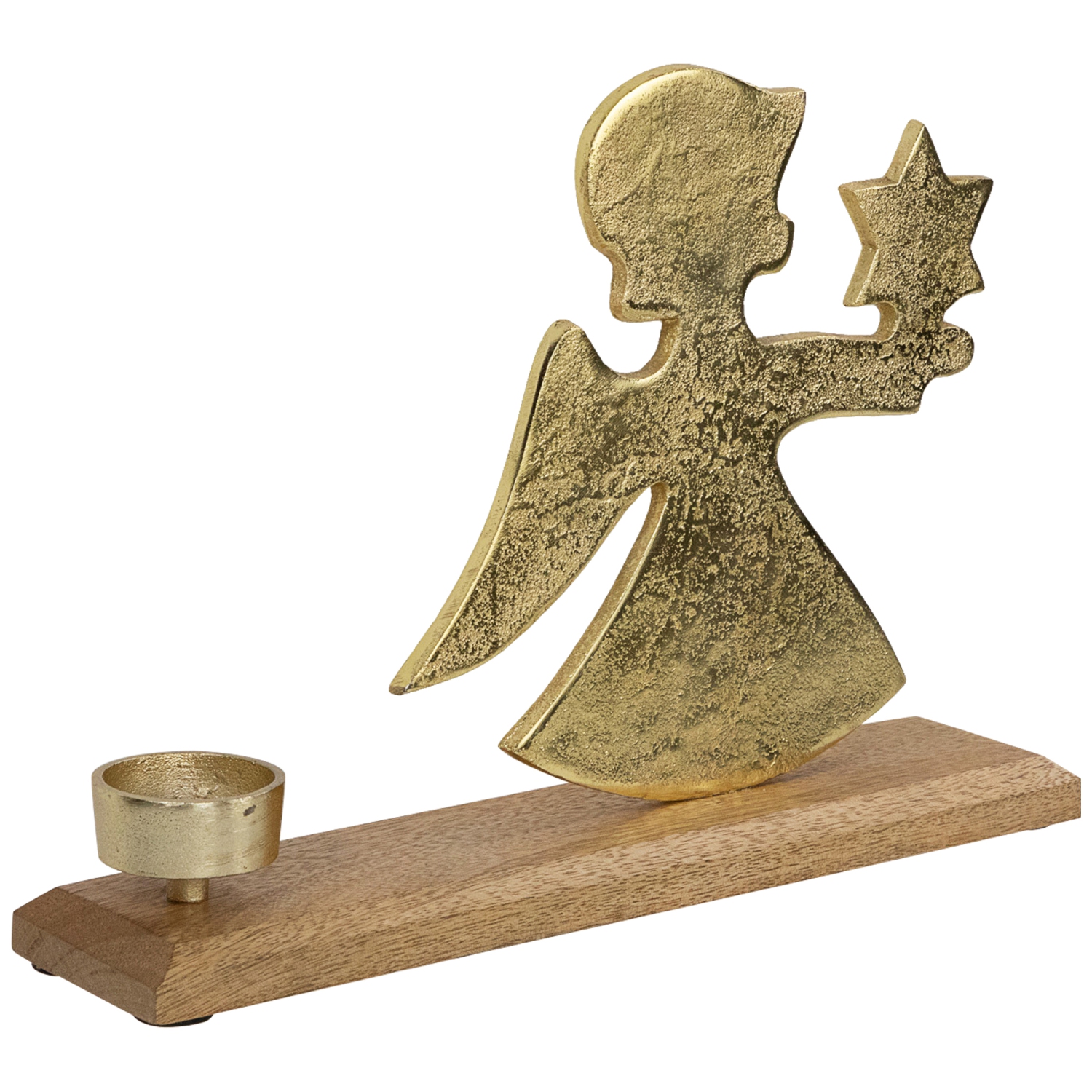 Porte-bougie de Noël en métal « Angel » avec étoile - 12 po