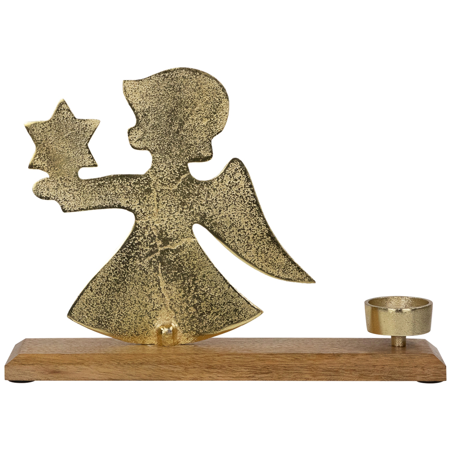 Porte-bougie de Noël en métal « Angel » avec étoile - 12 po