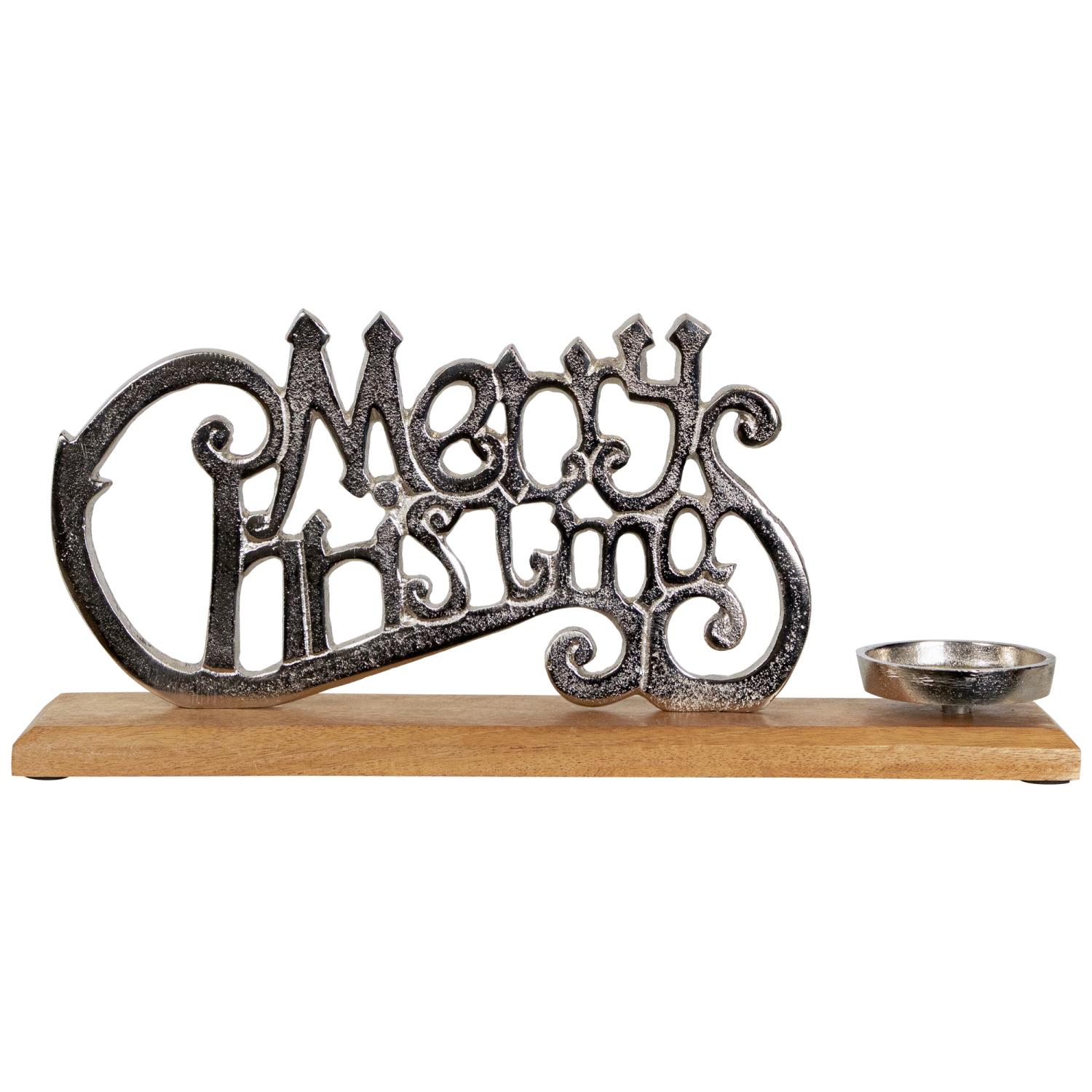Porte-bougie votive «&nbsp;Merry Christmas&nbsp;» en métal, 15,5&nbsp;po