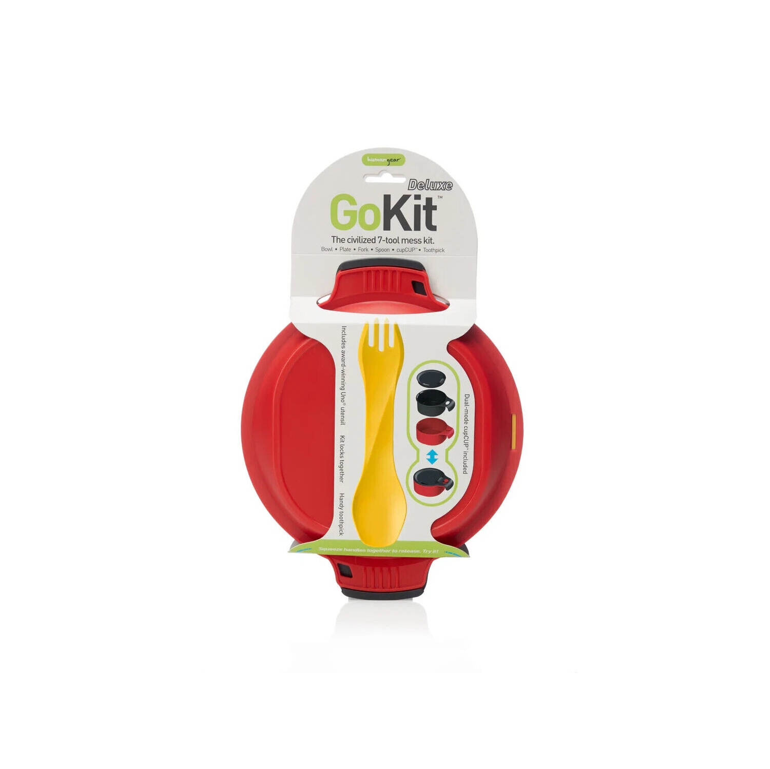 HUMANGEAR GoKit Mess Kit | 7-Tool Bowl Plate Fork Spoon Cup Toothpick Utensil