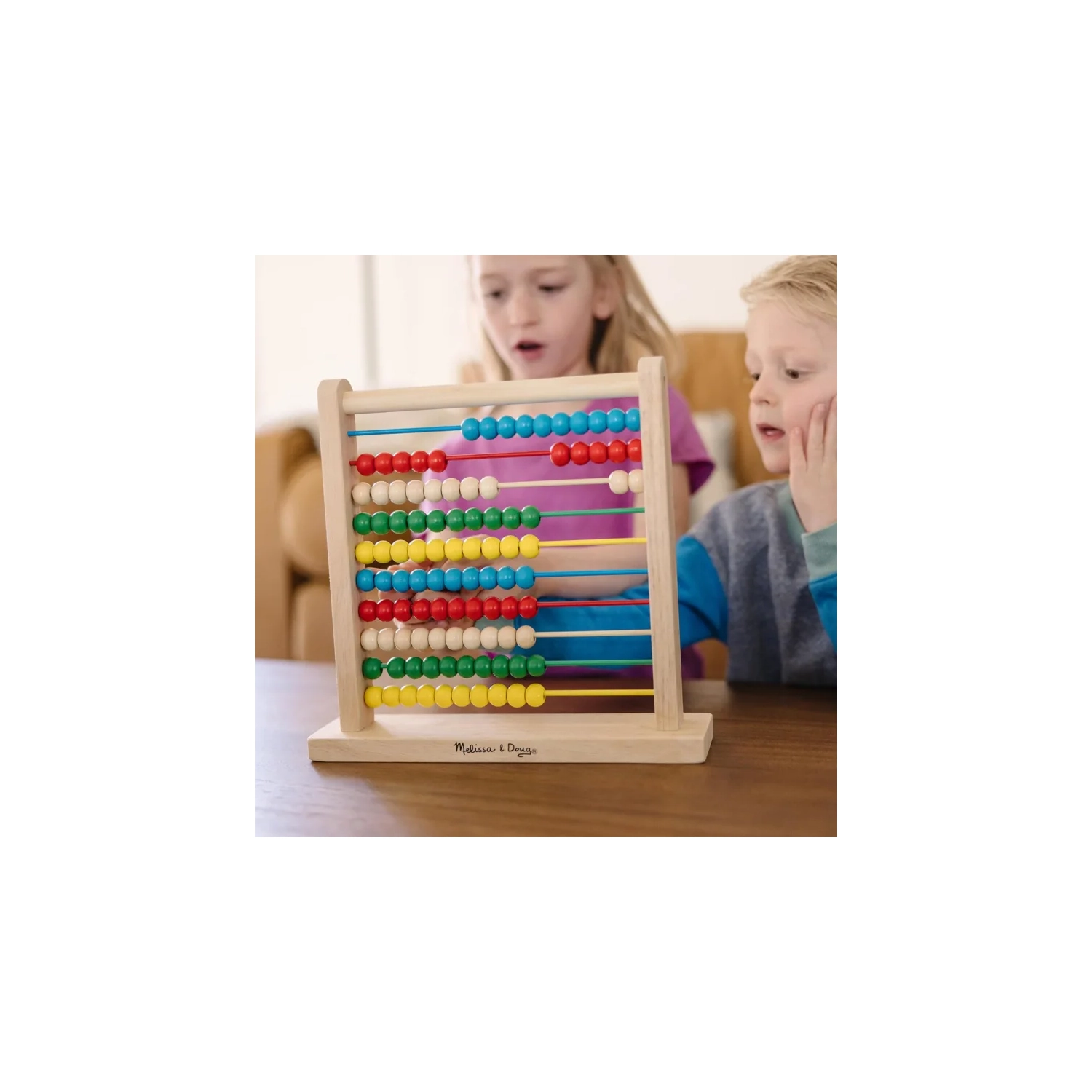 Classic Wooden Educational Counting Toy with 100 Colorful Beads for Early Math Learning