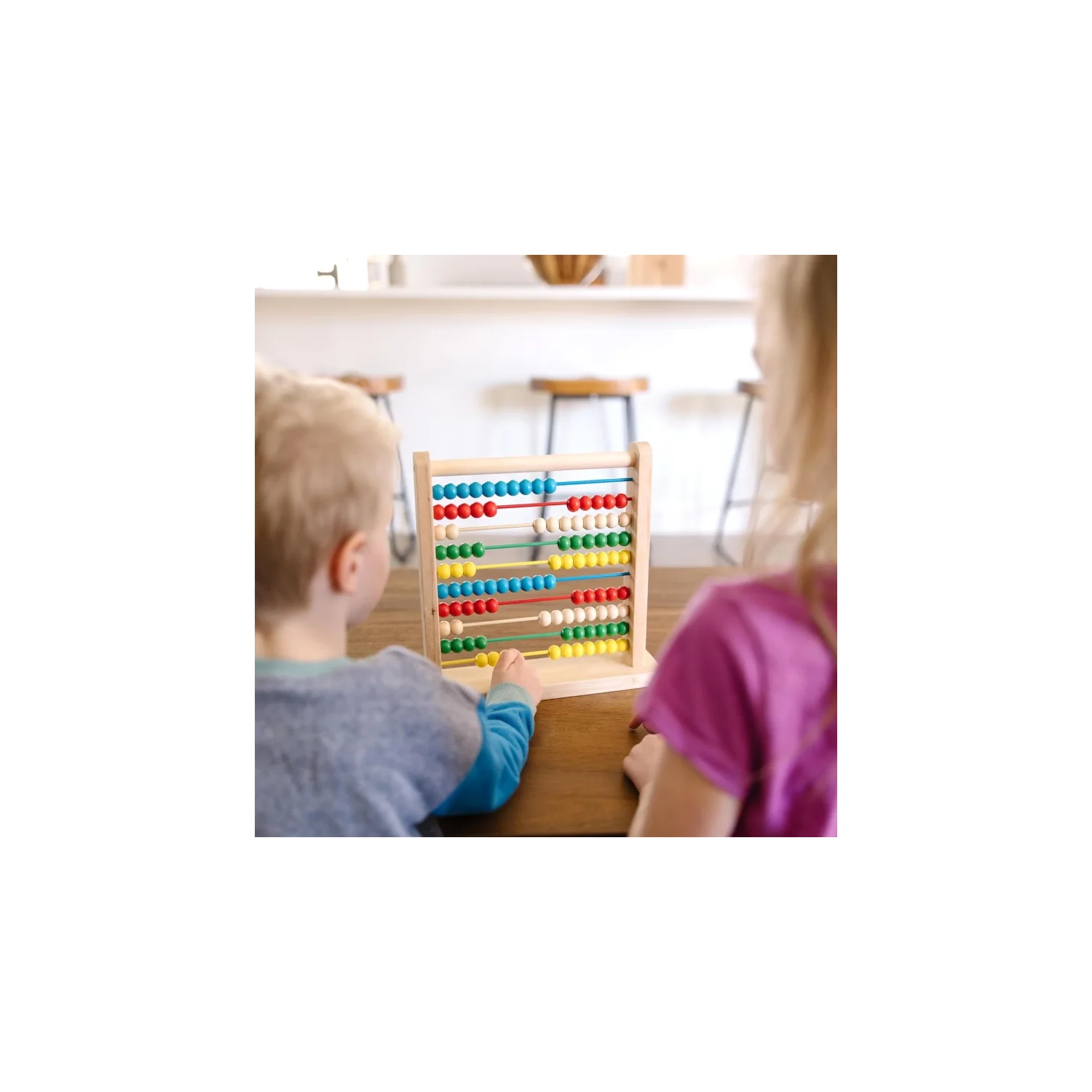 Classic Wooden Educational Counting Toy with 100 Colorful Beads for Early Math Learning