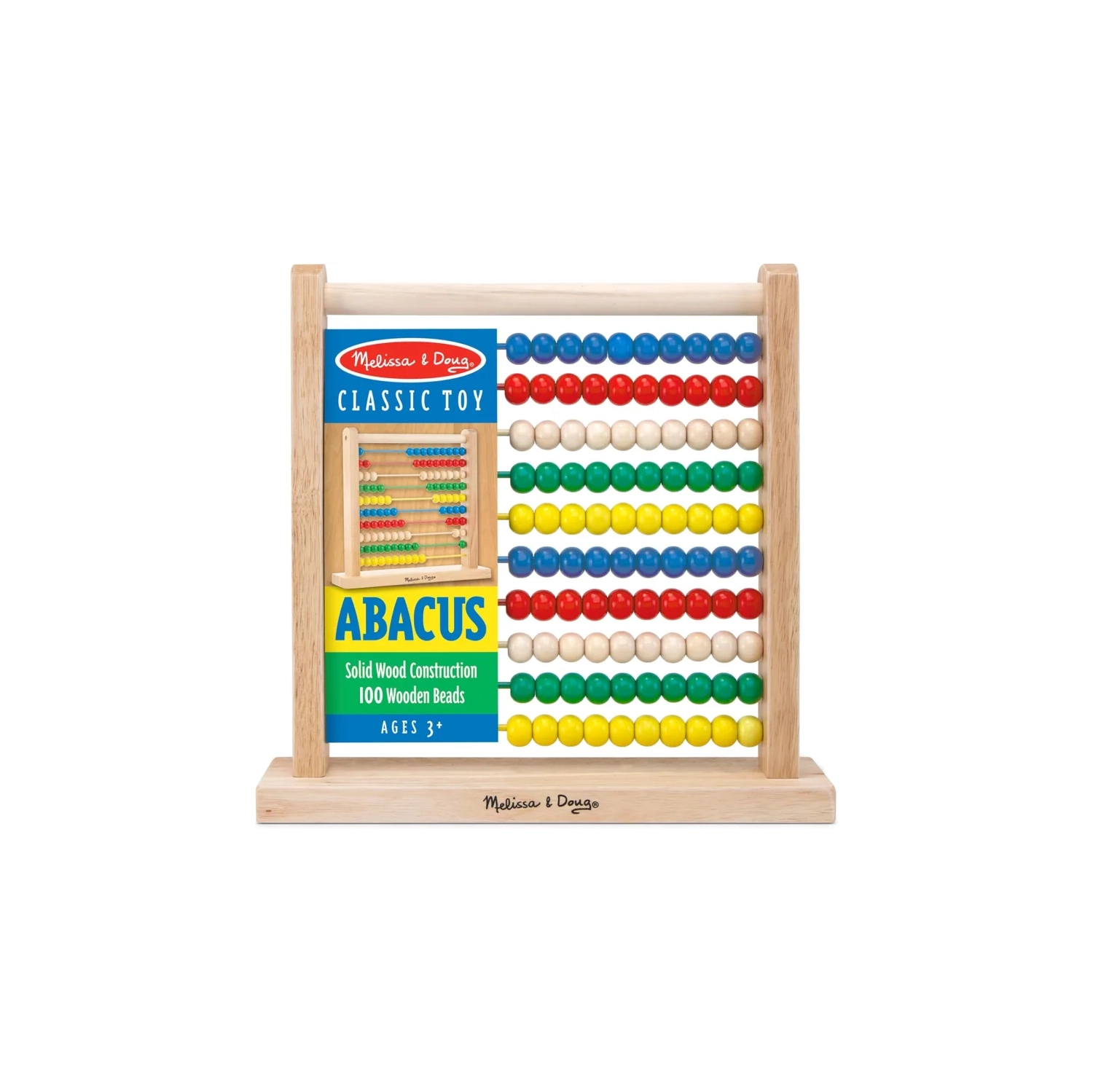 Classic Wooden Educational Counting Toy with 100 Colorful Beads for Early Math Learning