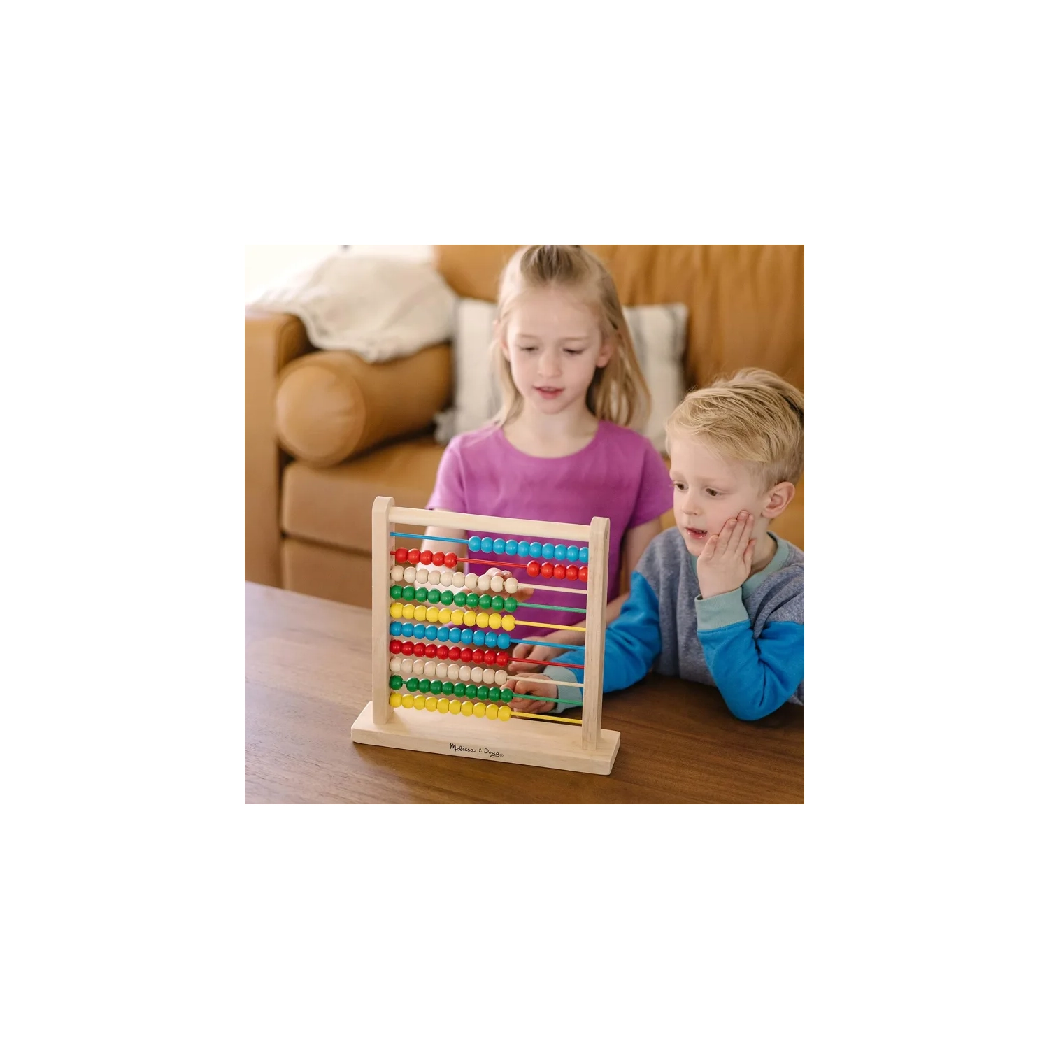 Classic Wooden Educational Counting Toy with 100 Colorful Beads for Early Math Learning