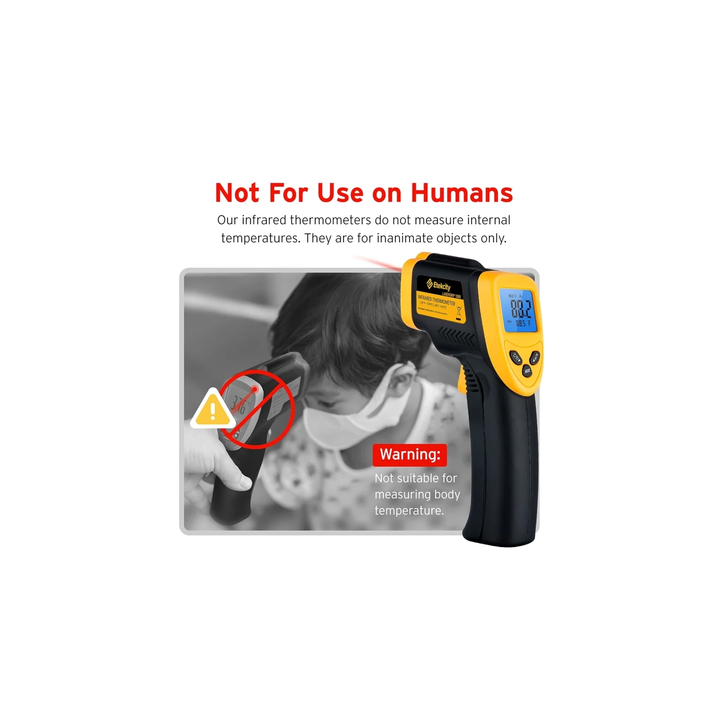 Lasergrip 1080 Laser Thermometer Digital Infrared Thermometer, Temperature Gun for Kitchen Cooking, BBQ Grill, and Bath Water, -58℉~1130℉, Yellow and