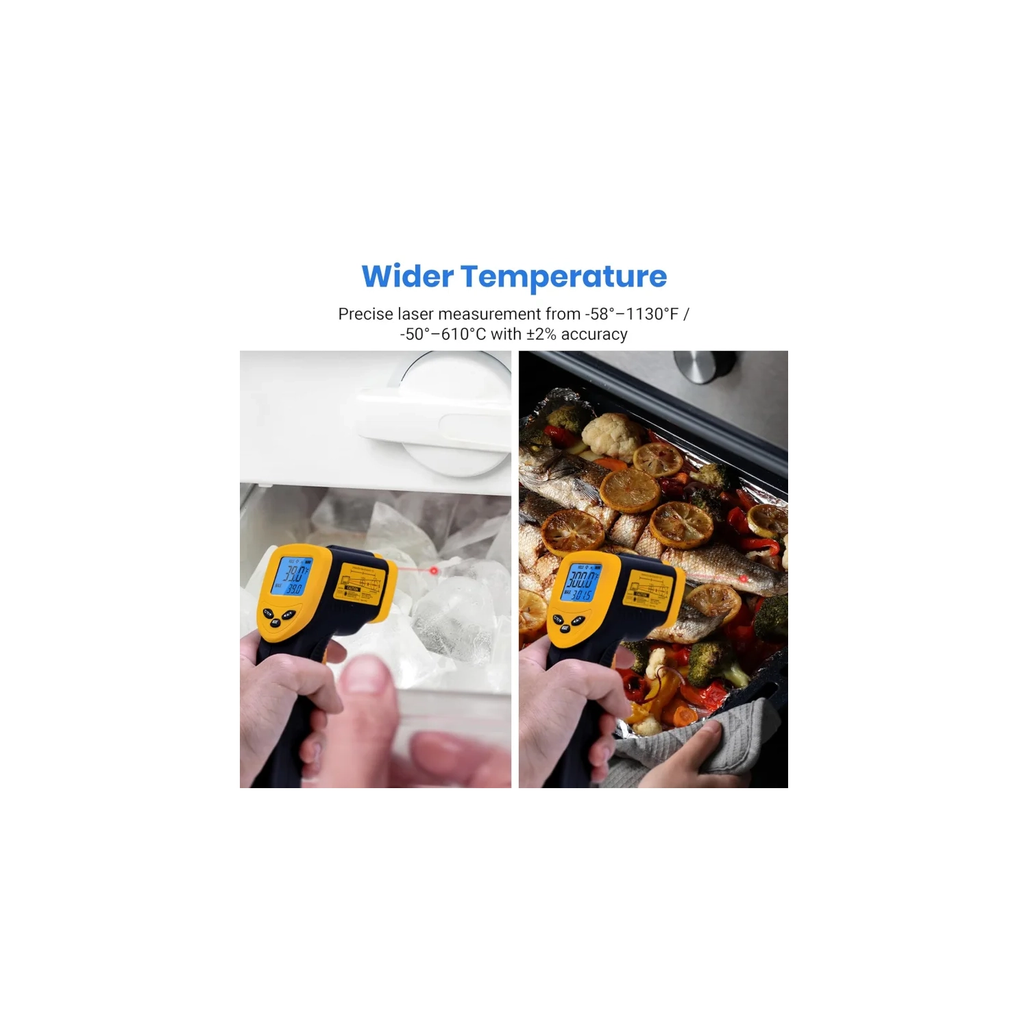 Lasergrip 1080 Laser Thermometer Digital Infrared Thermometer, Temperature Gun for Kitchen Cooking, BBQ Grill, and Bath Water, -58℉~1130℉, Yellow and