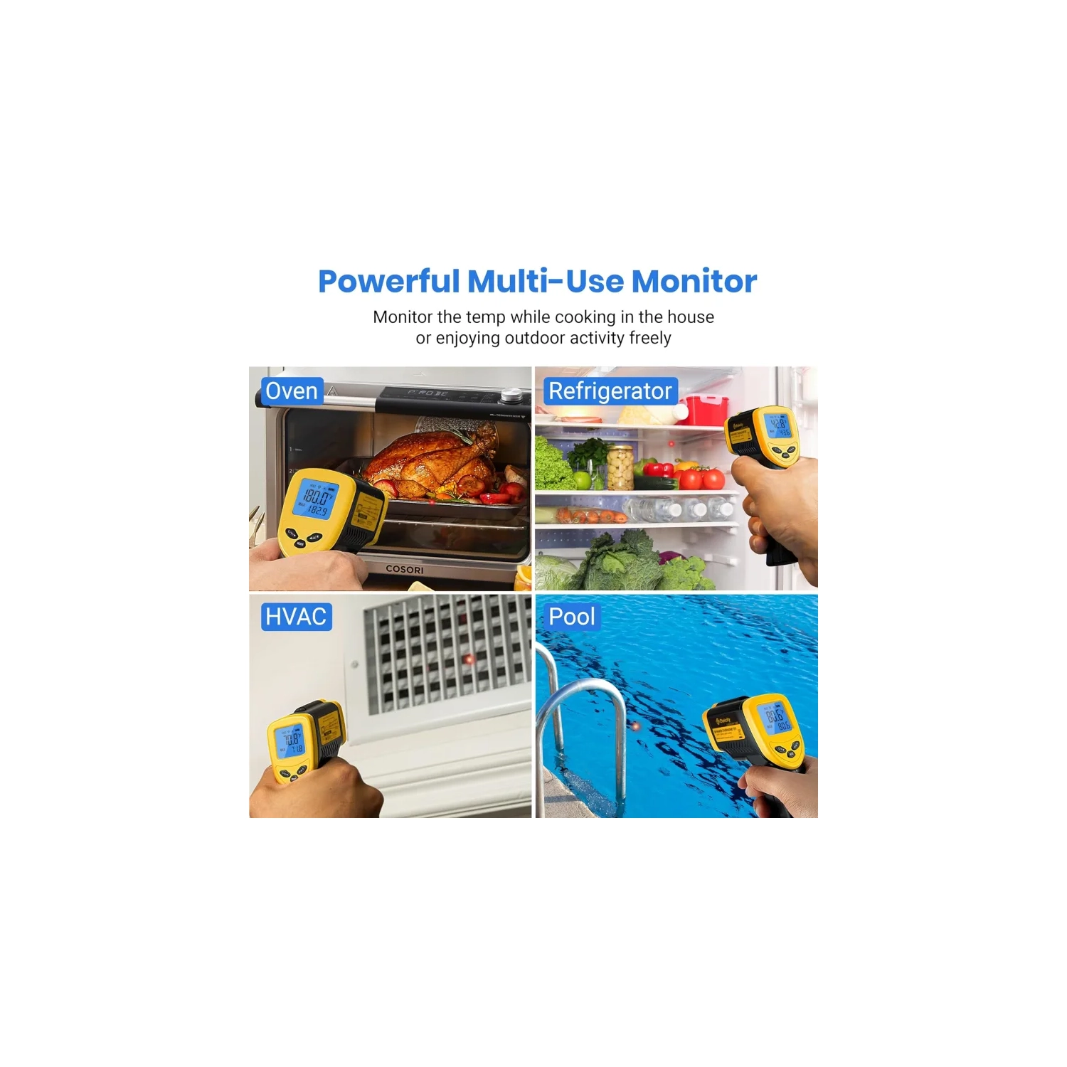 Lasergrip 1080 Laser Thermometer Digital Infrared Thermometer, Temperature Gun for Kitchen Cooking, BBQ Grill, and Bath Water, -58℉~1130℉, Yellow and