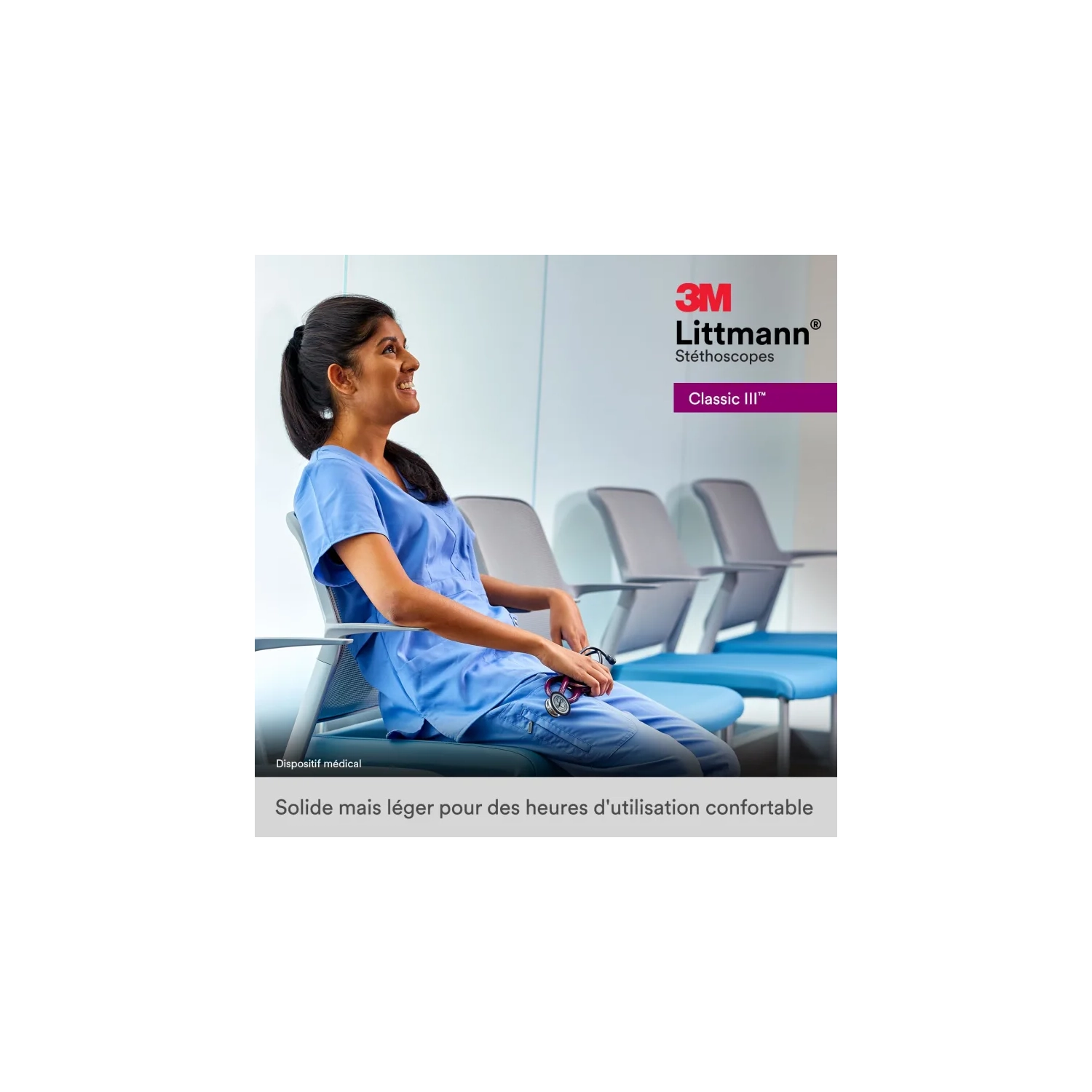 Stéthoscope de surveillance Littmann Classic III de 3&nbsp;M - haute sensibilité acoustique pour des diagnostics précis