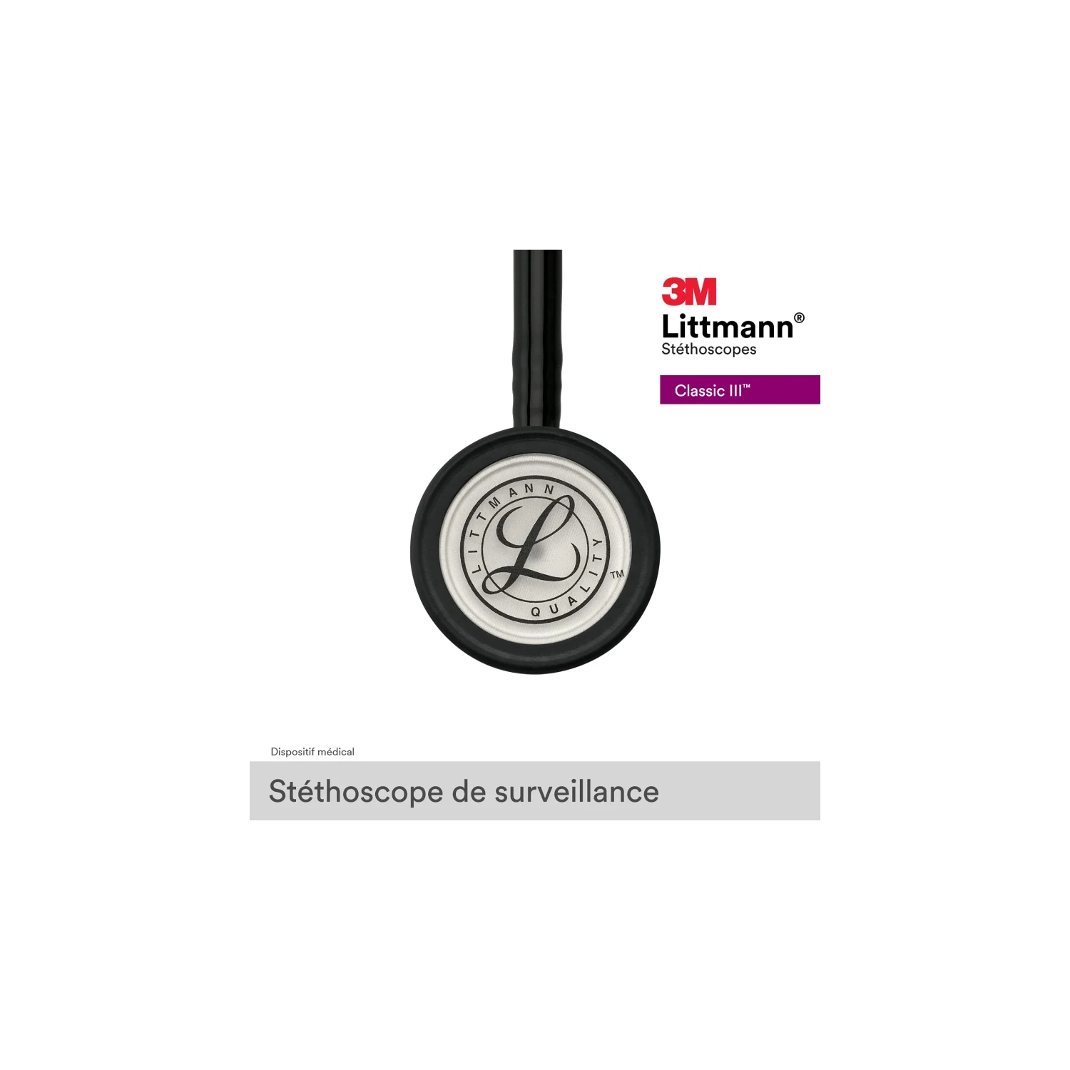 Stéthoscope de surveillance Littmann Classic III de 3&nbsp;M - haute sensibilité acoustique pour des diagnostics précis