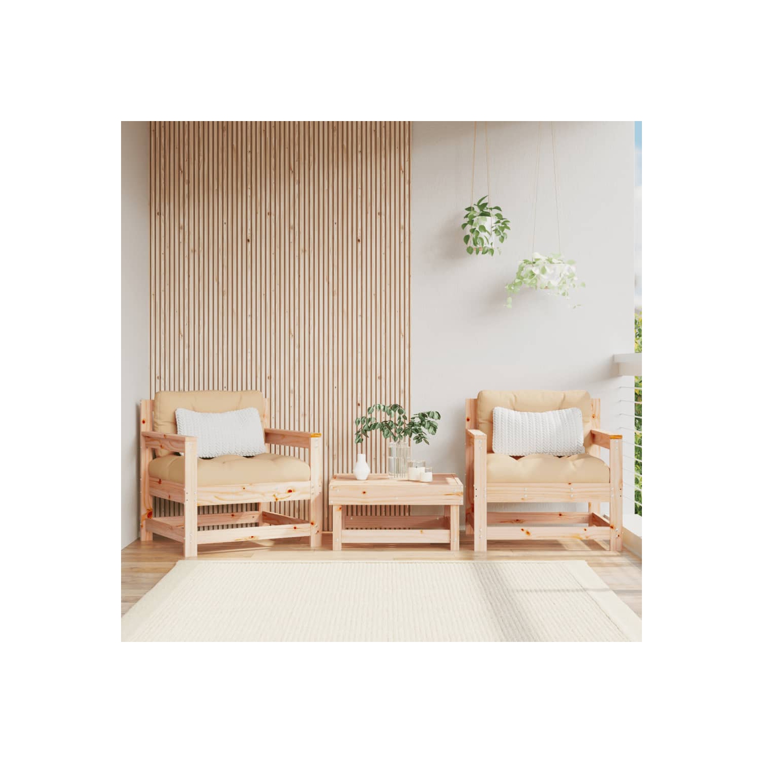 vidaXL Garden Chairs with Cushions 2 pcs Solid Wood Pine