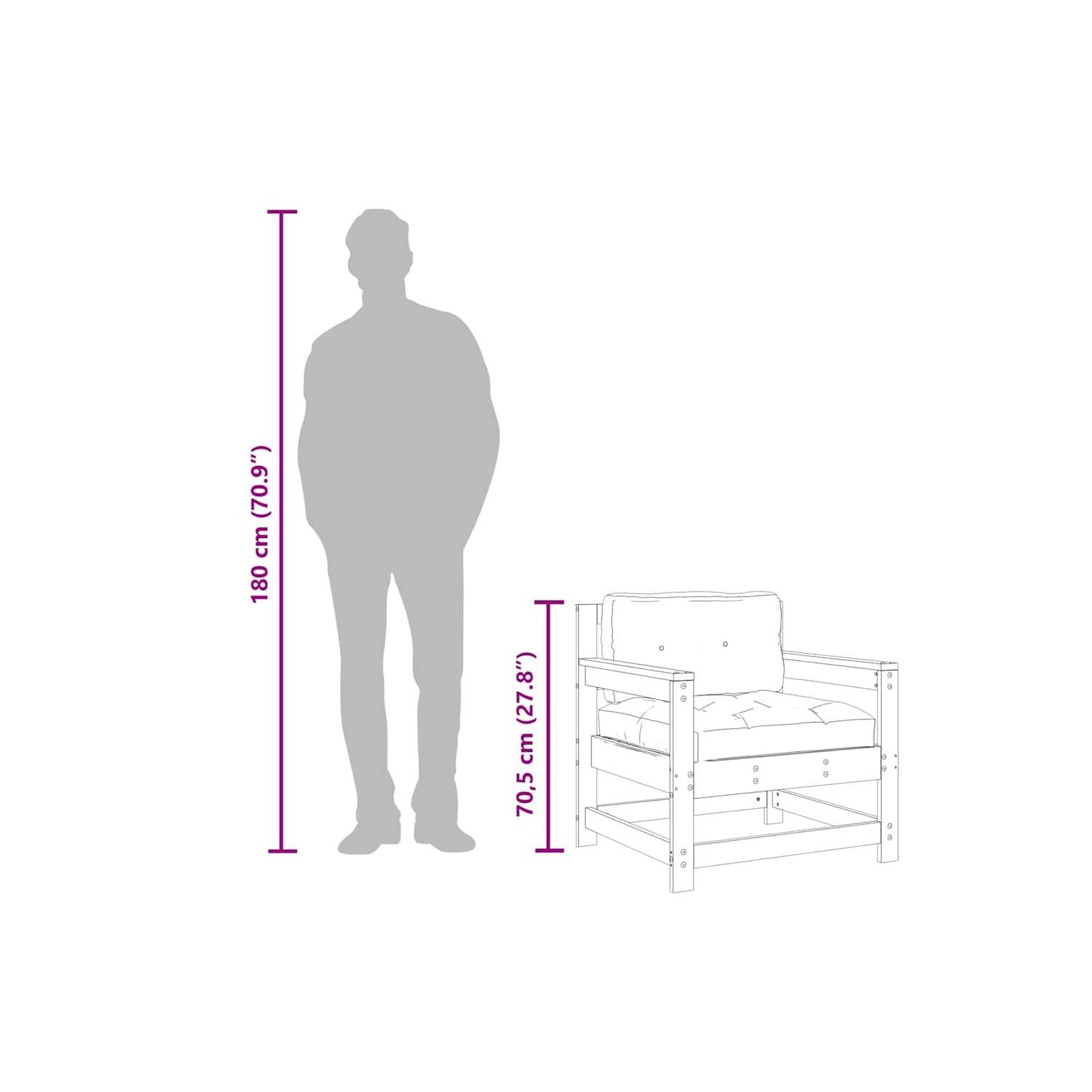 vidaXL Garden Chairs with Cushions 2 pcs Solid Wood Pine