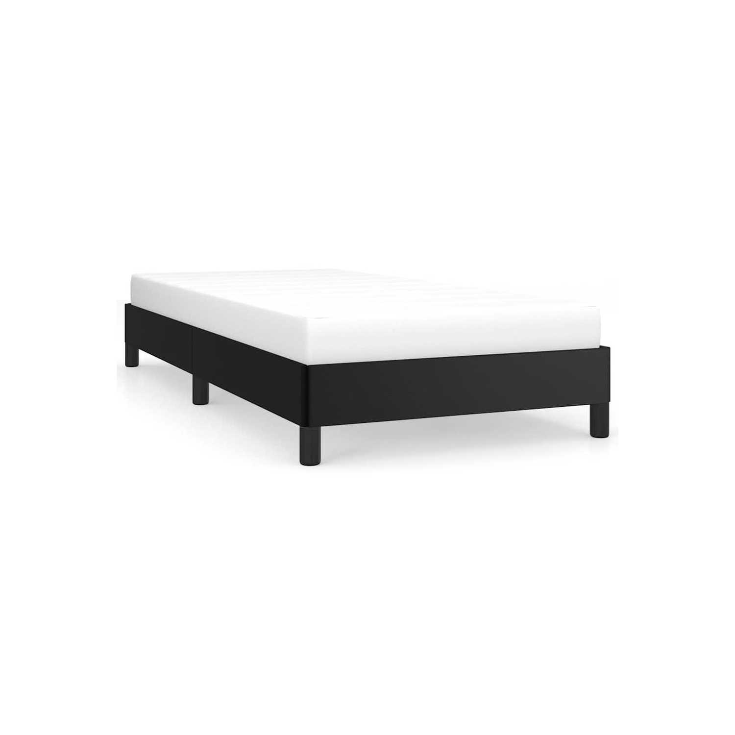vidaXL Twin XL Bed Frame, Faux Leather Upholstered Platform Bed Frame, Black, No Mattress