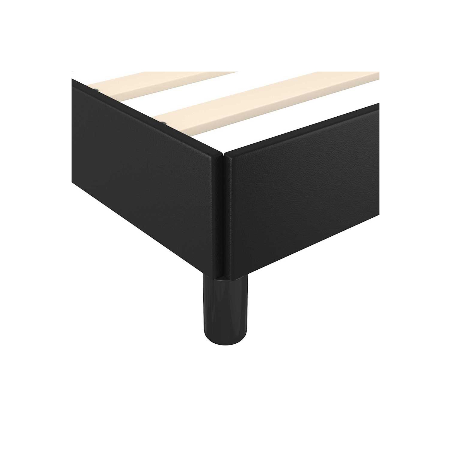 vidaXL Twin XL Bed Frame, Faux Leather Upholstered Platform Bed Frame, Black, No Mattress