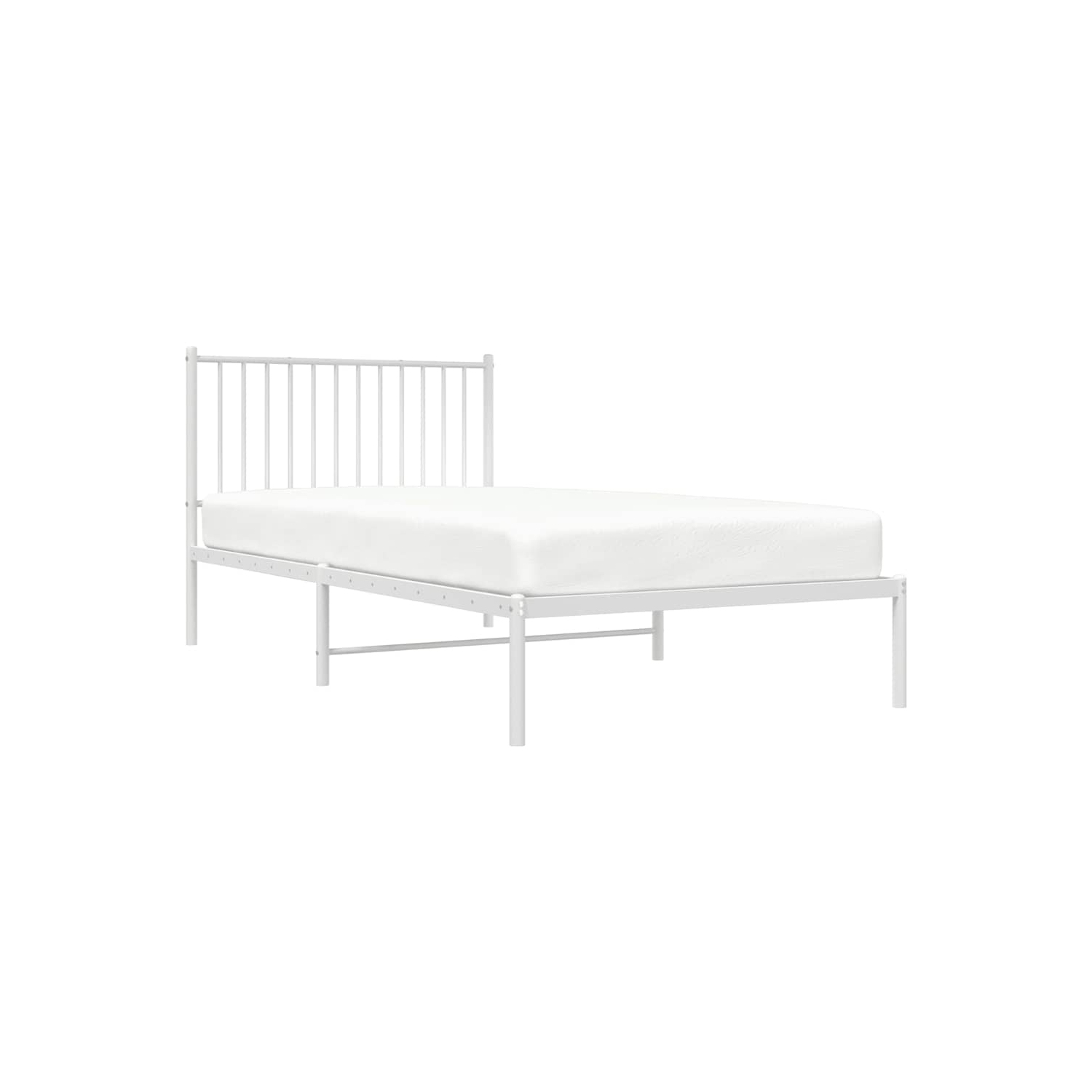 vidaXL White Metal Twin XL Bed Frame with Headboard, Heavy-Duty, Under-Bed Storage, No Mattress
