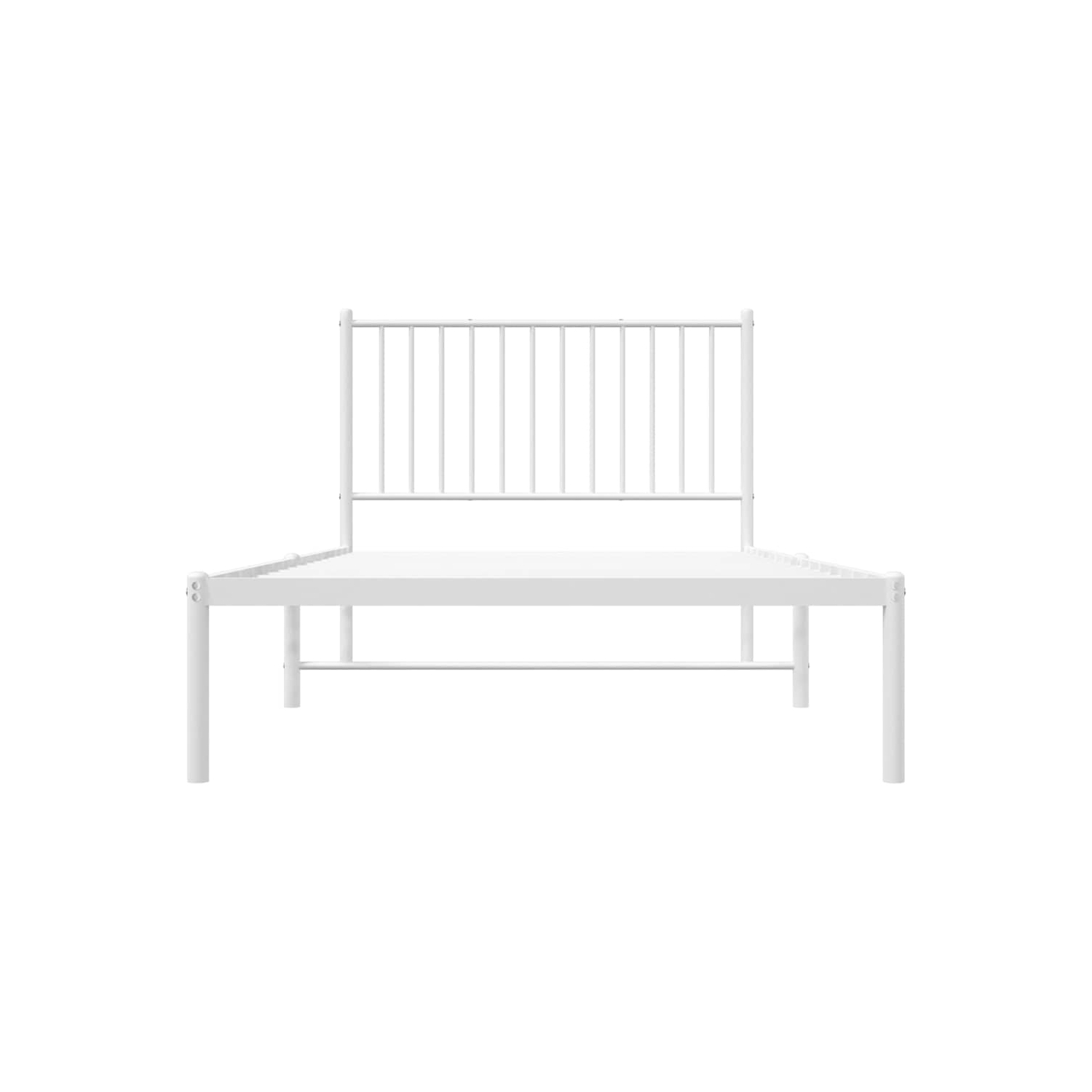 vidaXL White Metal Twin XL Bed Frame with Headboard, Heavy-Duty, Under-Bed Storage, No Mattress
