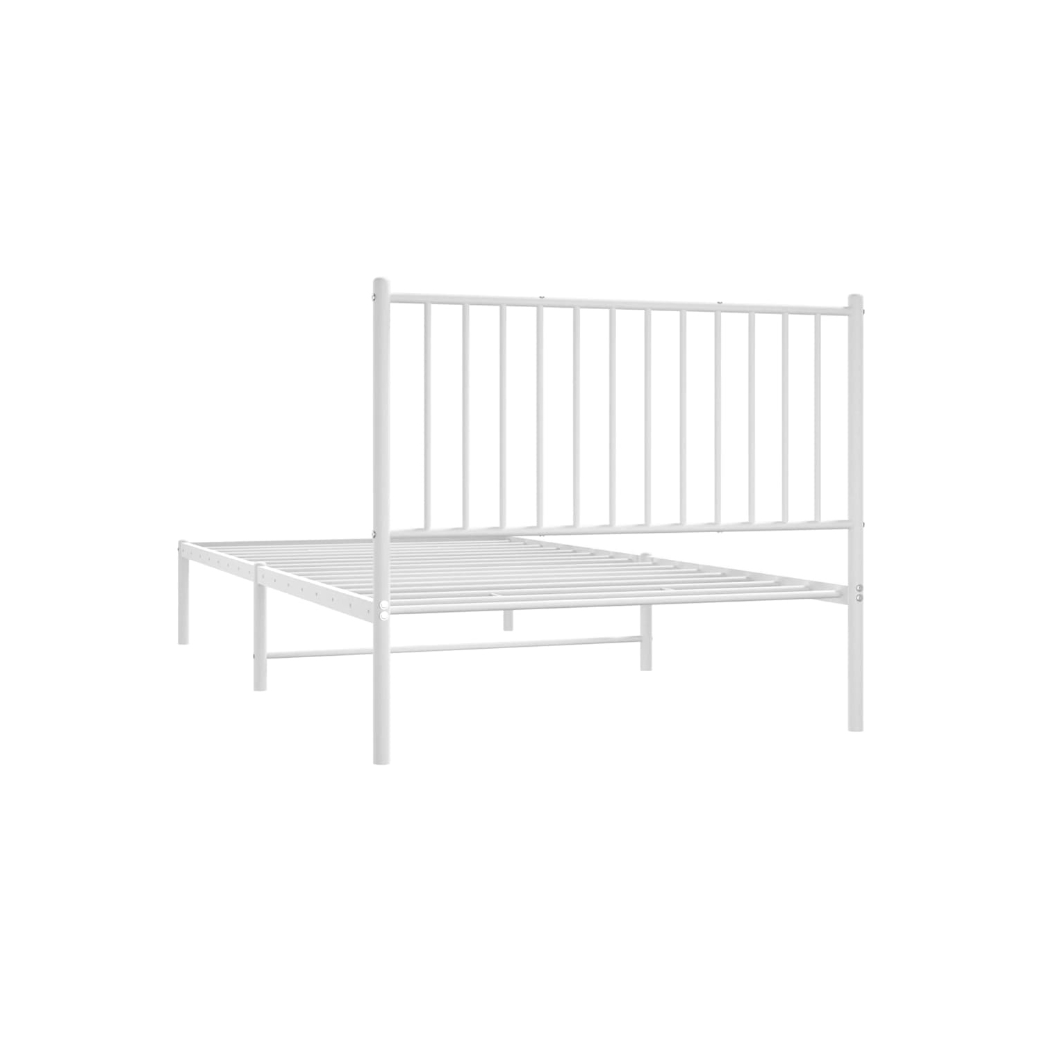 vidaXL White Metal Twin XL Bed Frame with Headboard, Heavy-Duty, Under-Bed Storage, No Mattress