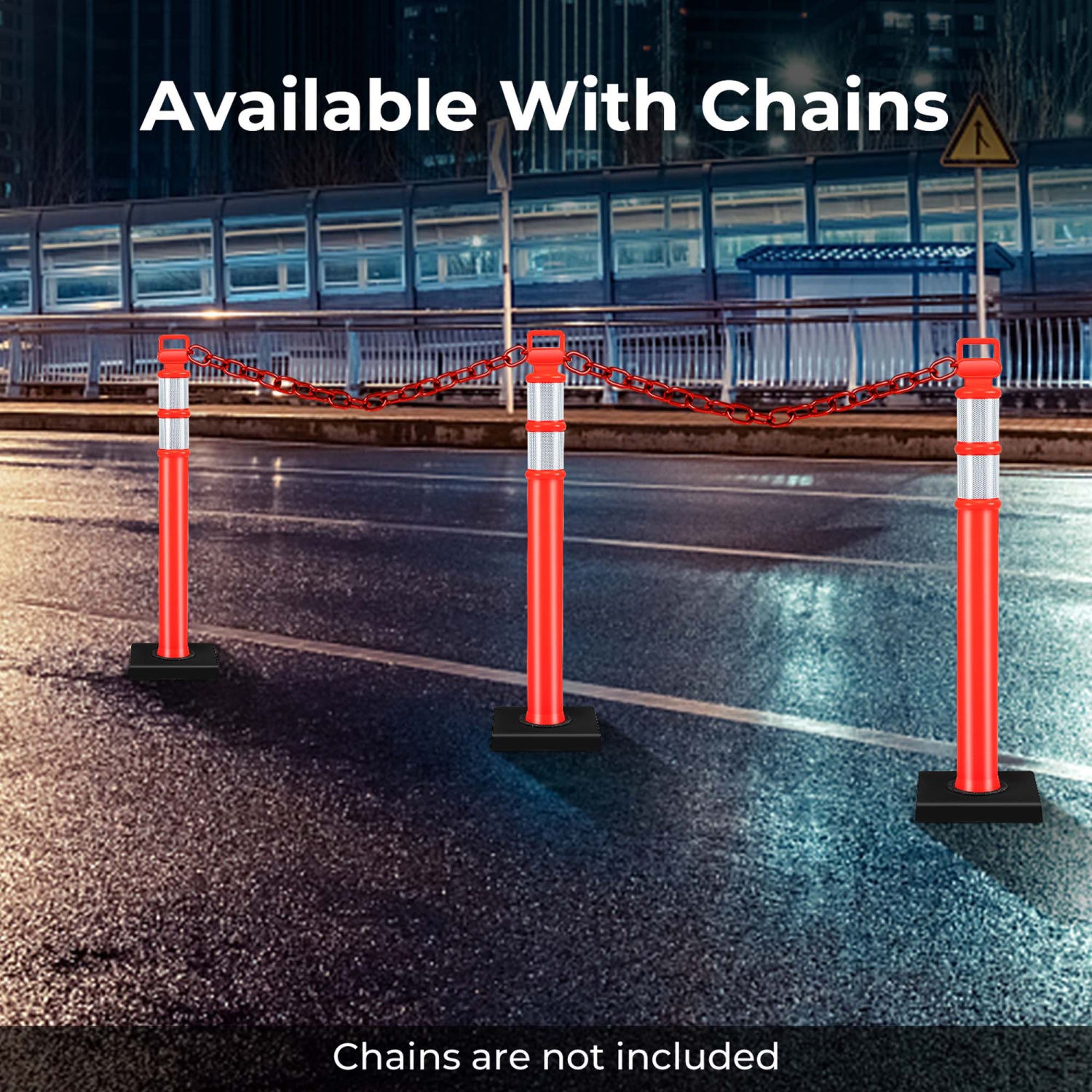 Costway – barrière contre la circulation avec bandes réfléchissantes, paq. 3, pour poteau de sécurité, 45 po