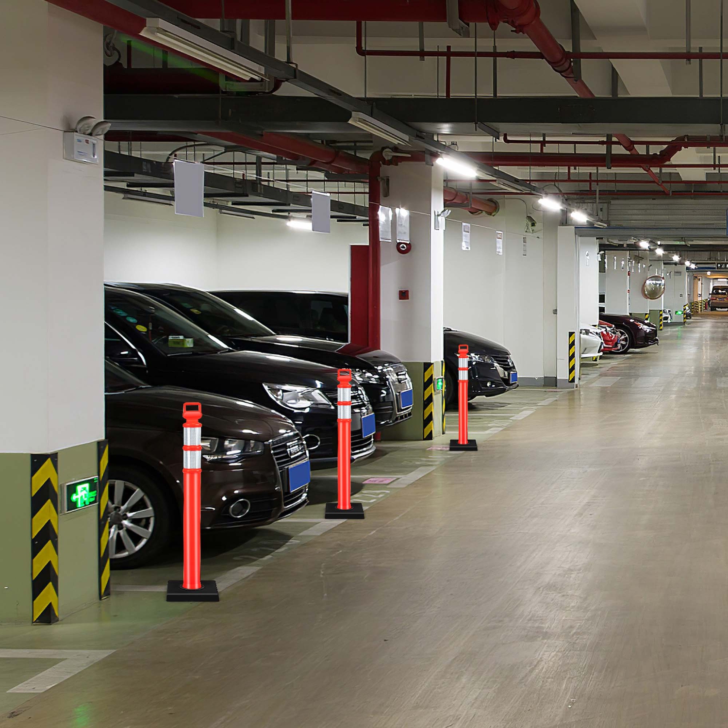 Costway – barrière contre la circulation avec bandes réfléchissantes, paq. 3, pour poteau de sécurité, 45 po