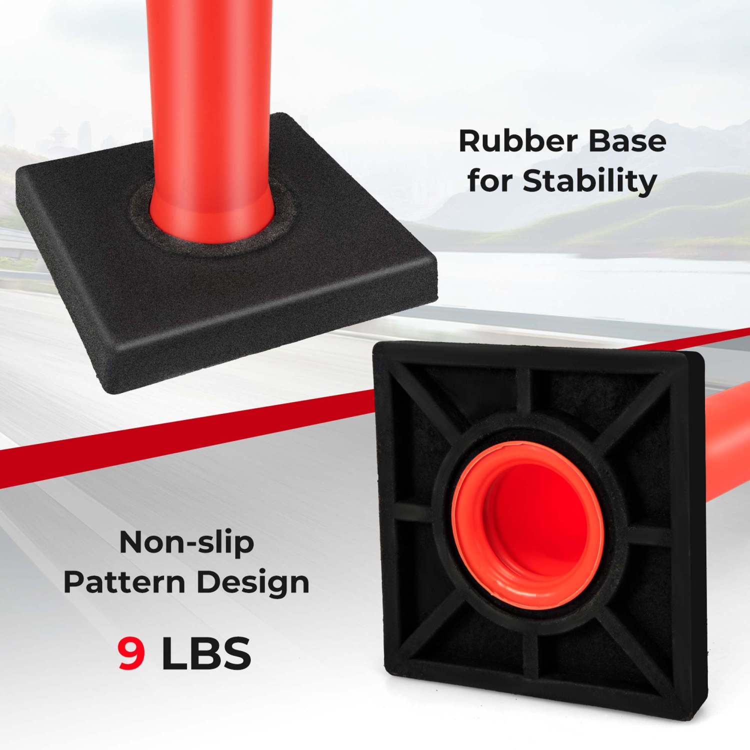 Costway – barrière contre la circulation avec bandes réfléchissantes, paq. 3, pour poteau de sécurité, 45 po