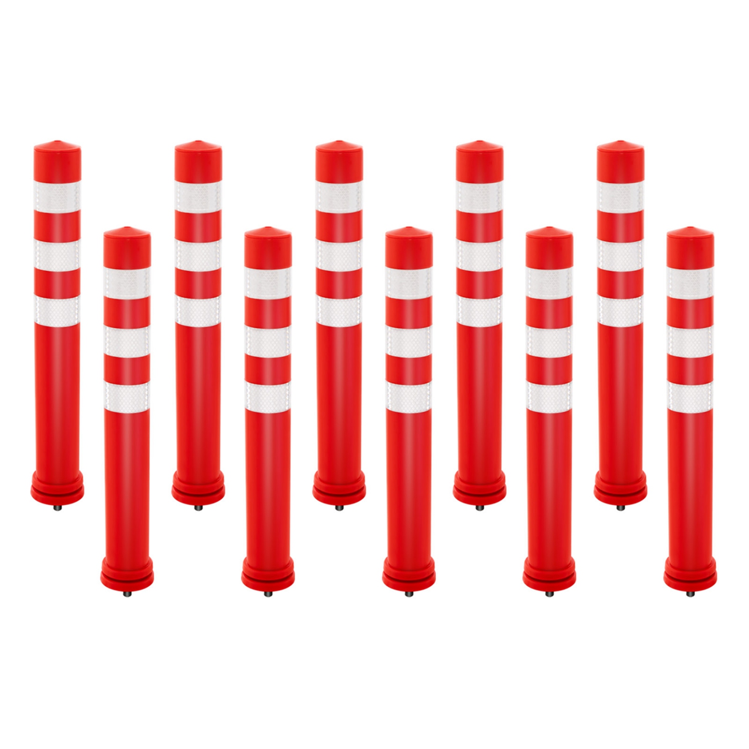 Costway 10 Pack Safety Bollard Post 26 inch Delineator Post Safety Parking Barrier