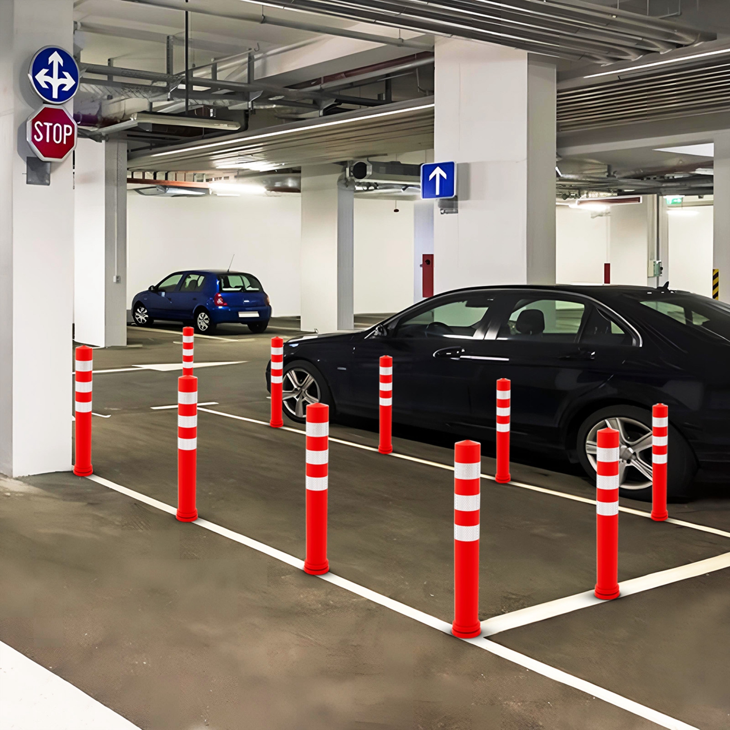 Costway 10 Pack Safety Bollard Post 26 inch Delineator Post Safety Parking Barrier