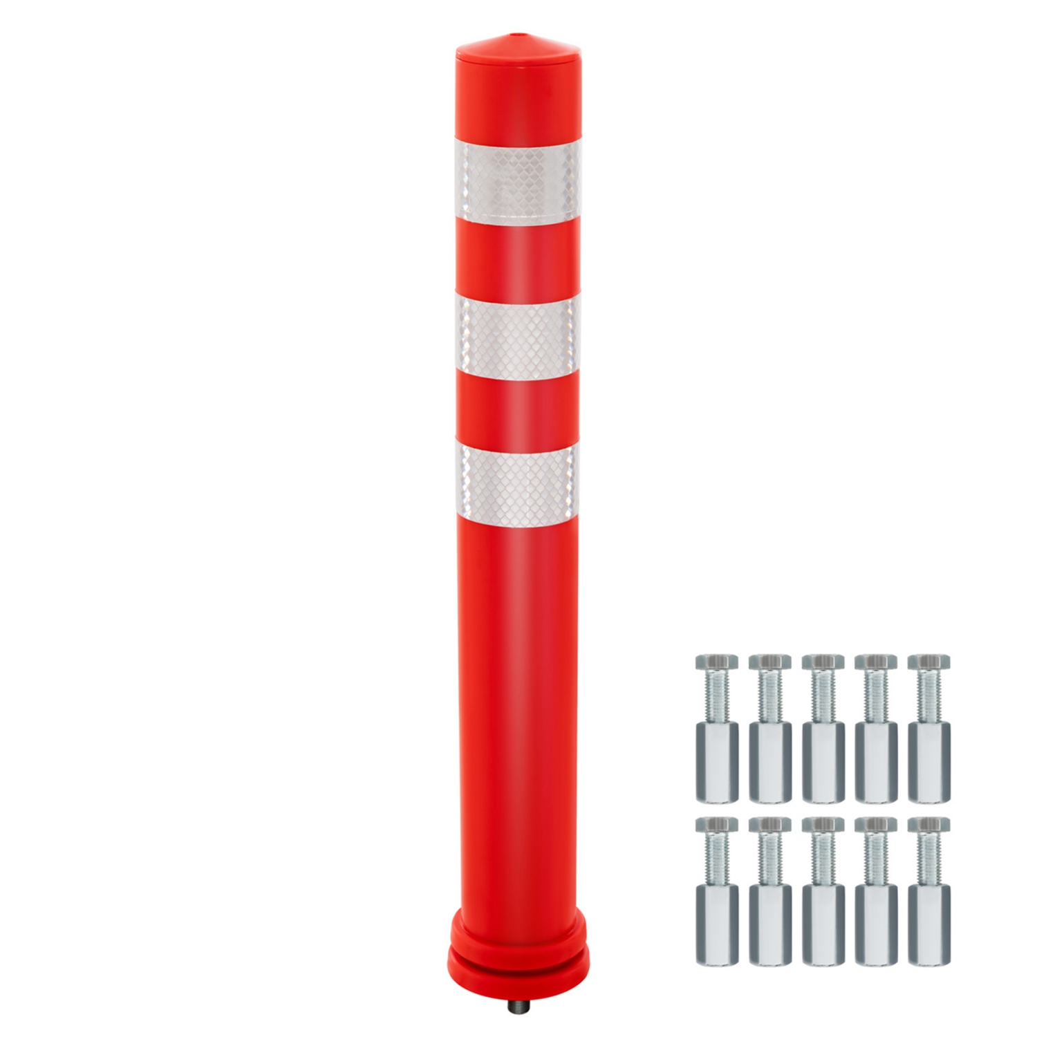 Costway 10 Pack Safety Bollard Post 26 inch Delineator Post Safety Parking Barrier