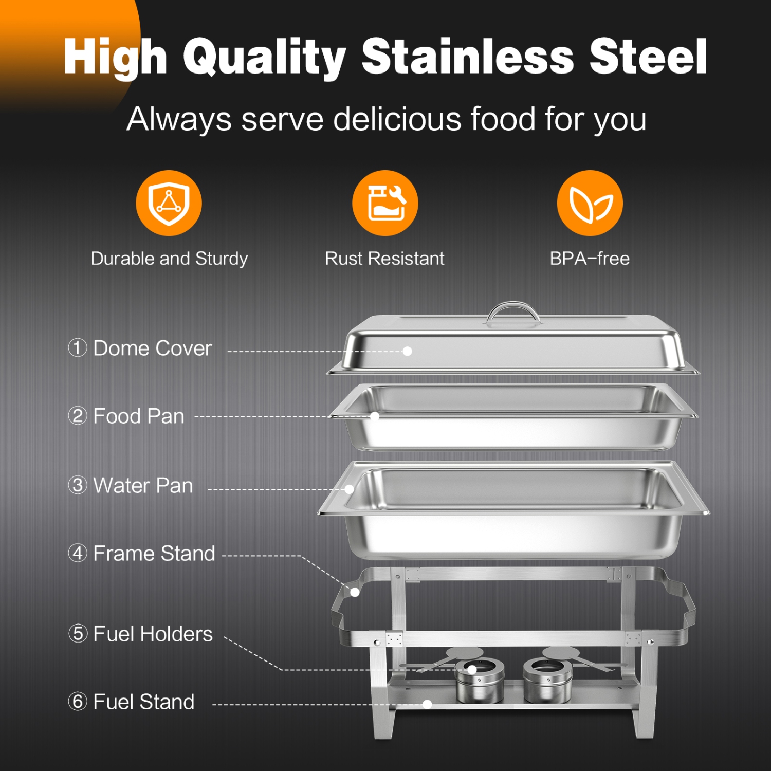 Costway Chafing Dish Buffet Set 4 Packs 9 QT Stainless Steel Chafers with Food Pans