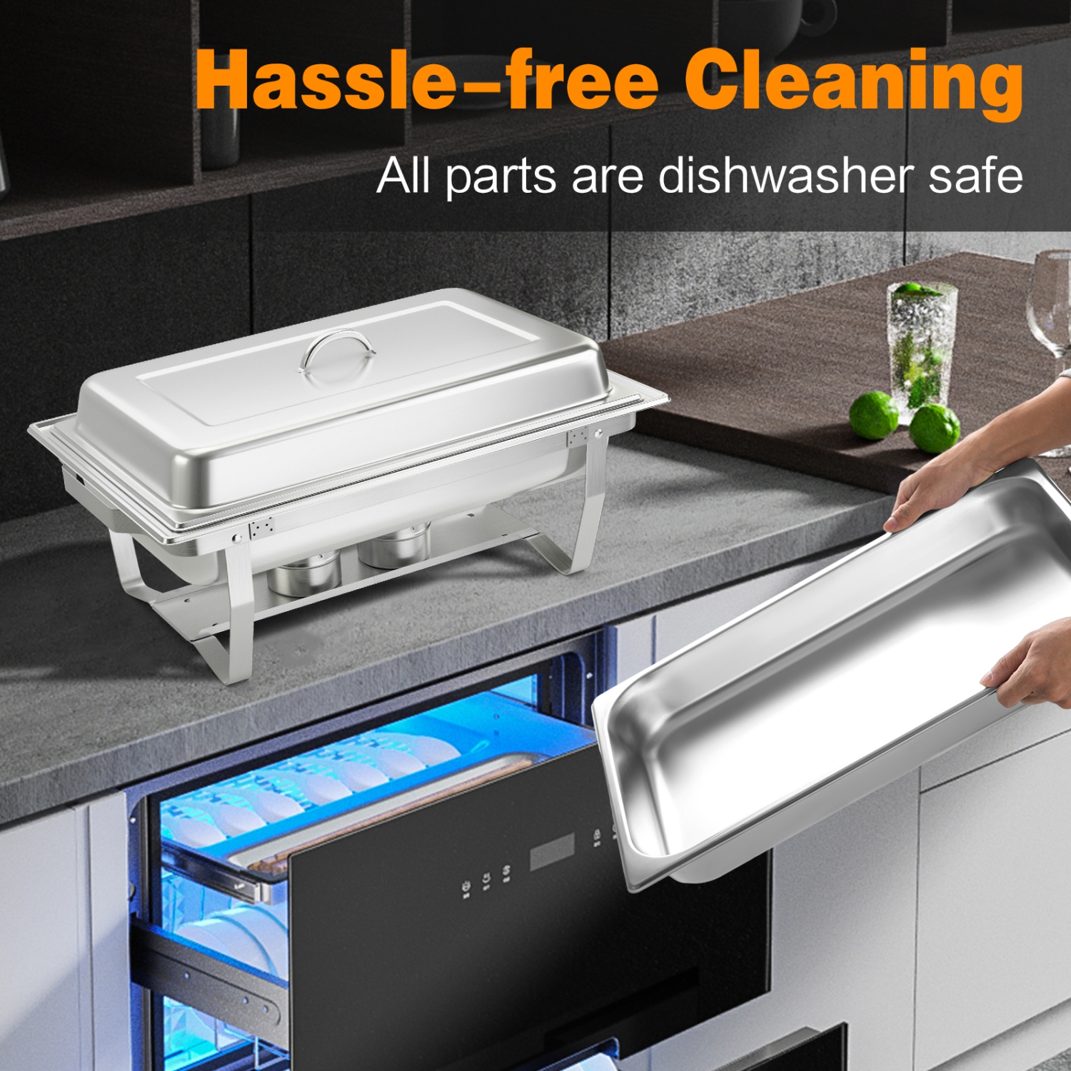 Costway Chafing Dish Buffet Set 4 Packs 9 QT Stainless Steel Chafers with Food Pans